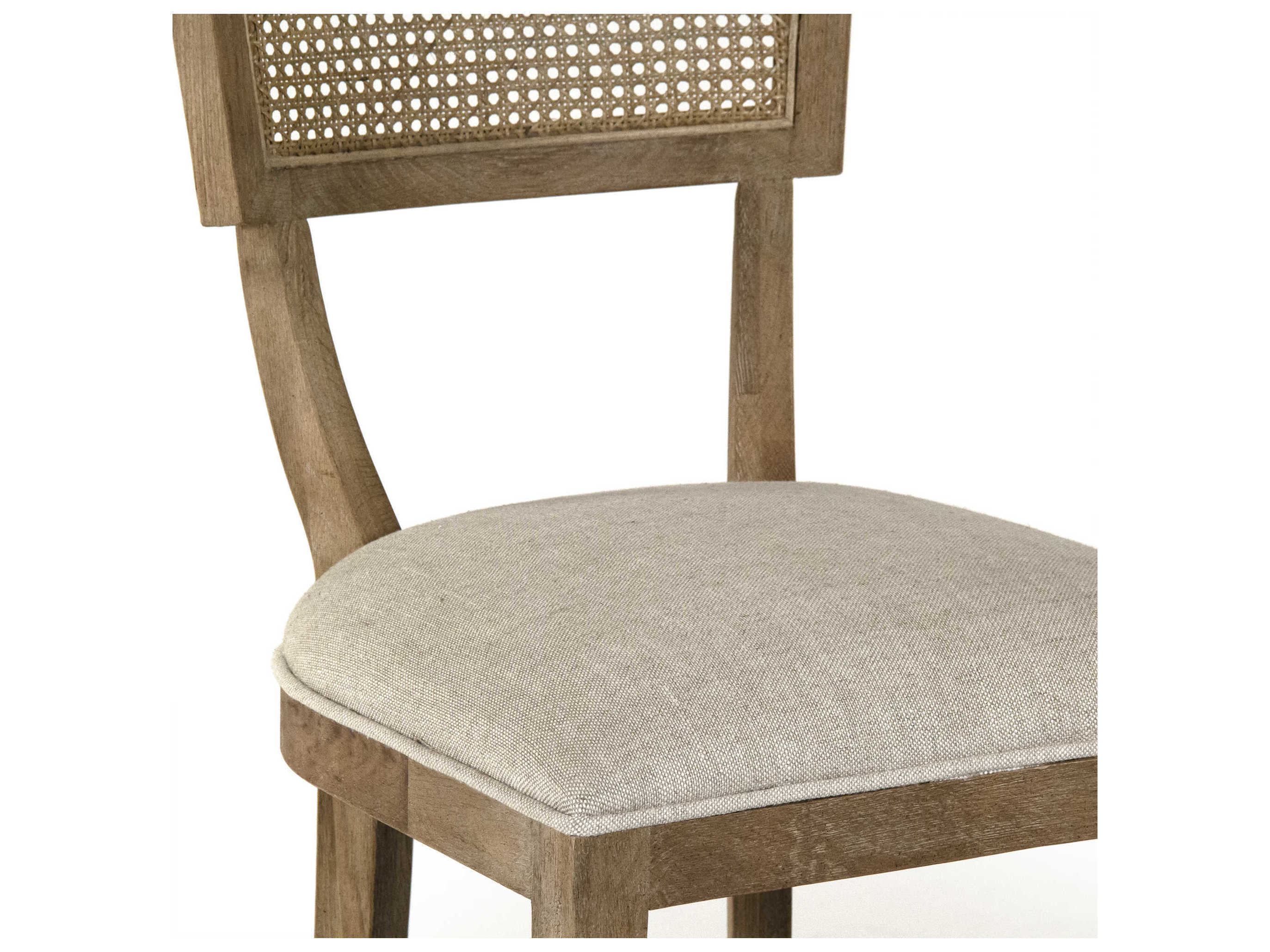 Zentique Carvell Upholstered Oak Wood Natural Cream Linen Bar Stool
