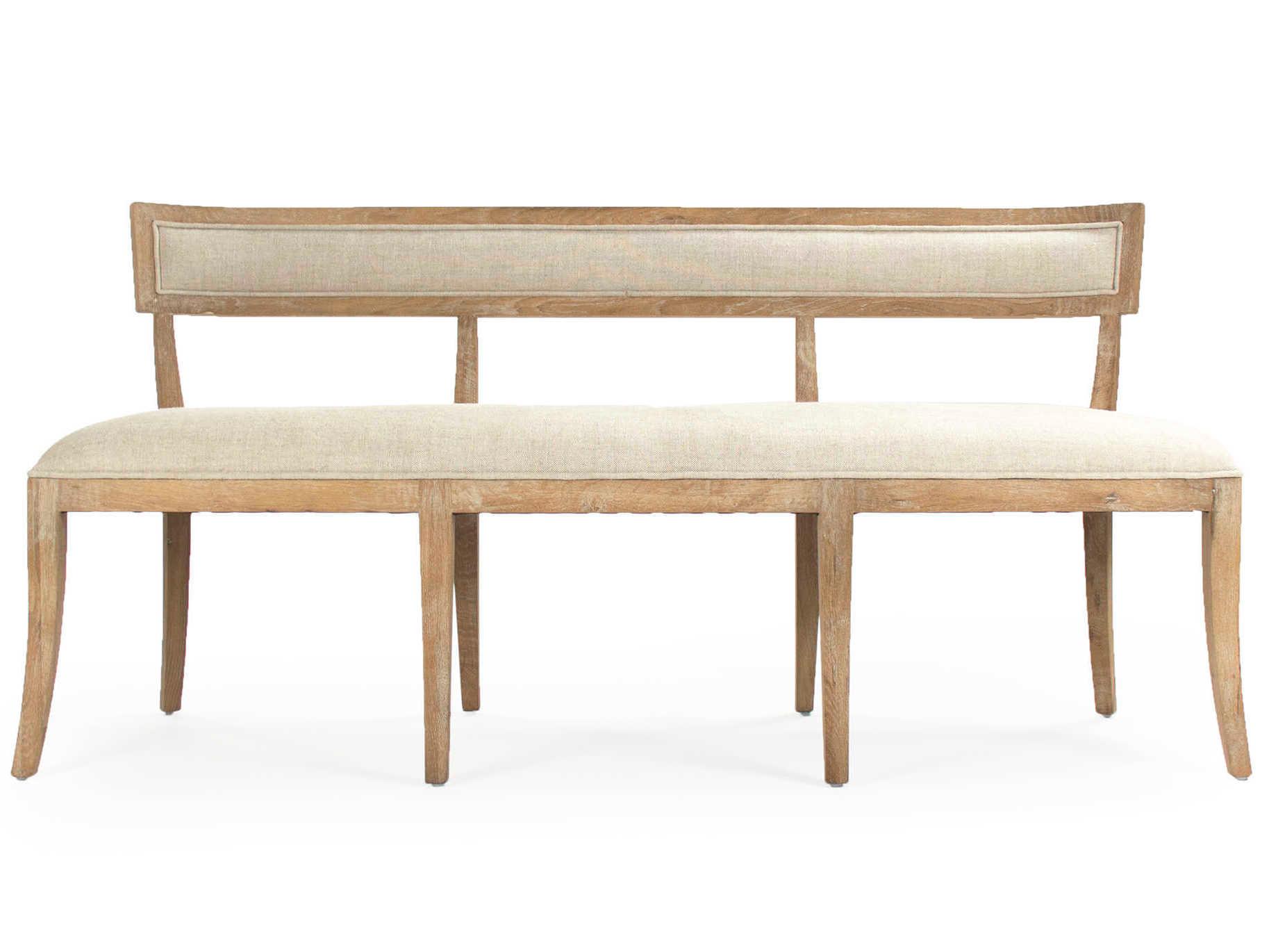Zentique Carvell Natural Cream Linen Upholstered Accent Bench