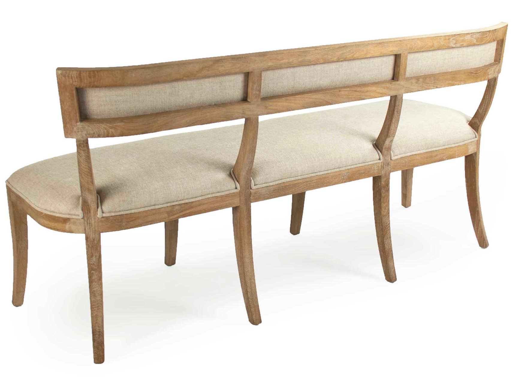 Zentique Carvell Natural Cream Linen Upholstered Accent Bench