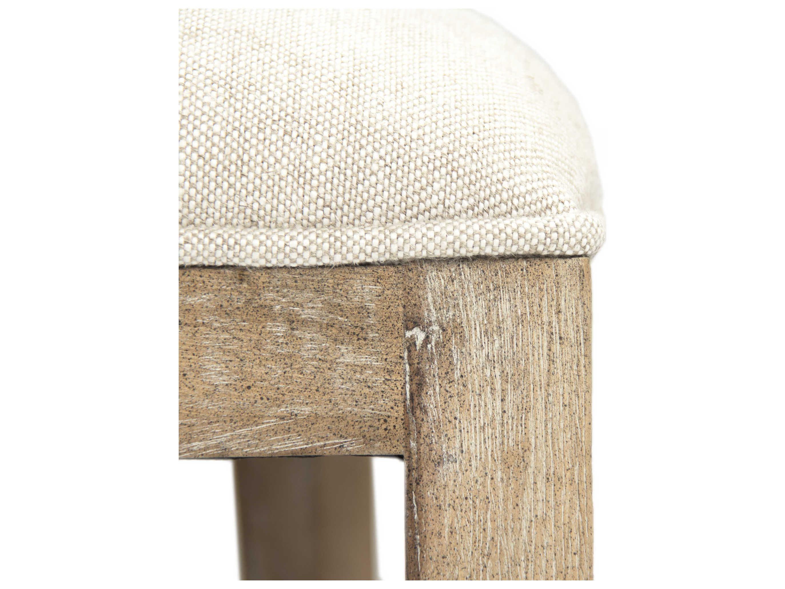 Zentique Carvell Natural Cream Linen Upholstered Accent Bench