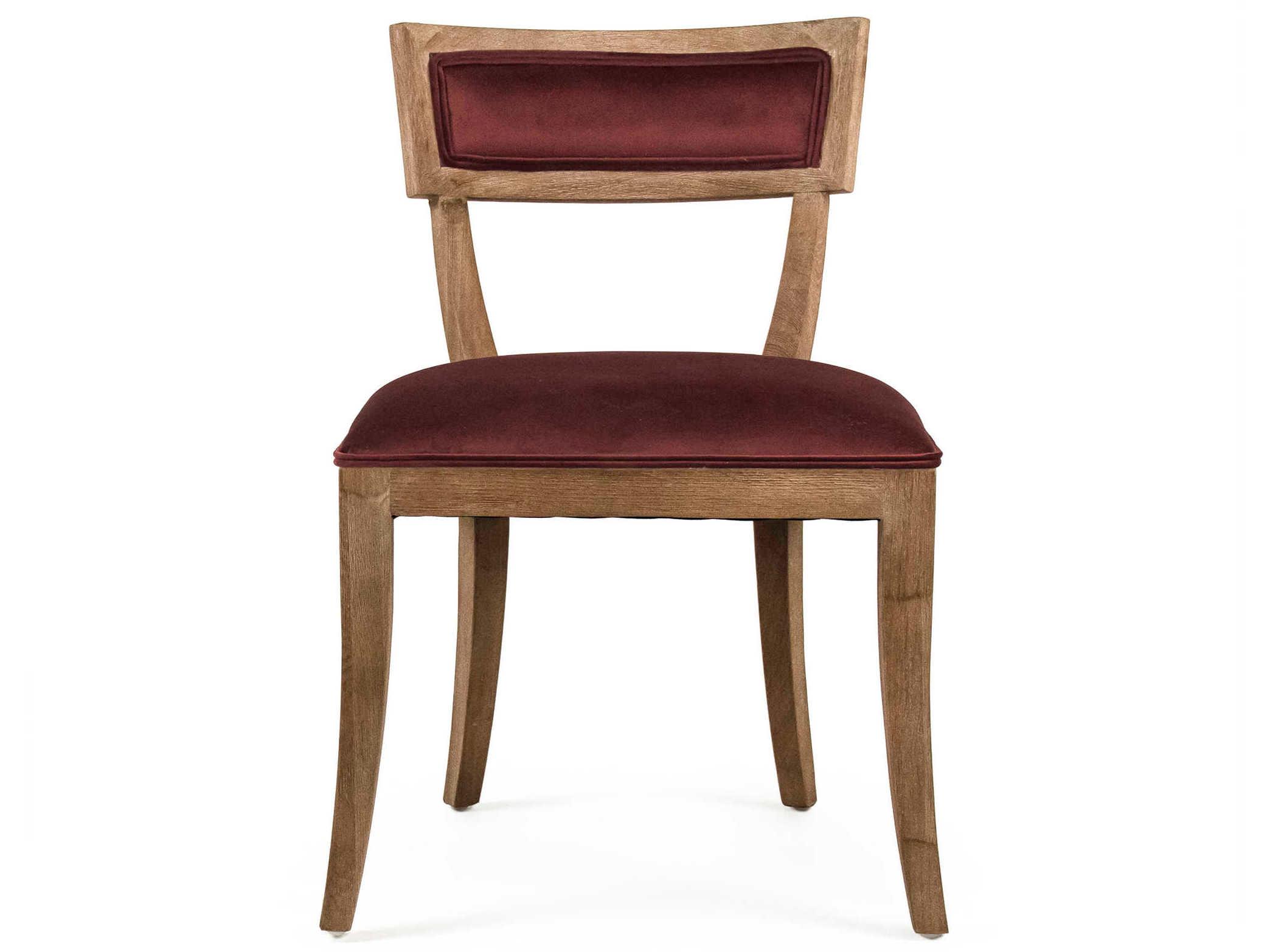 Zentique Carvell Oak Wood Red Upholstered Armless Dining Chair