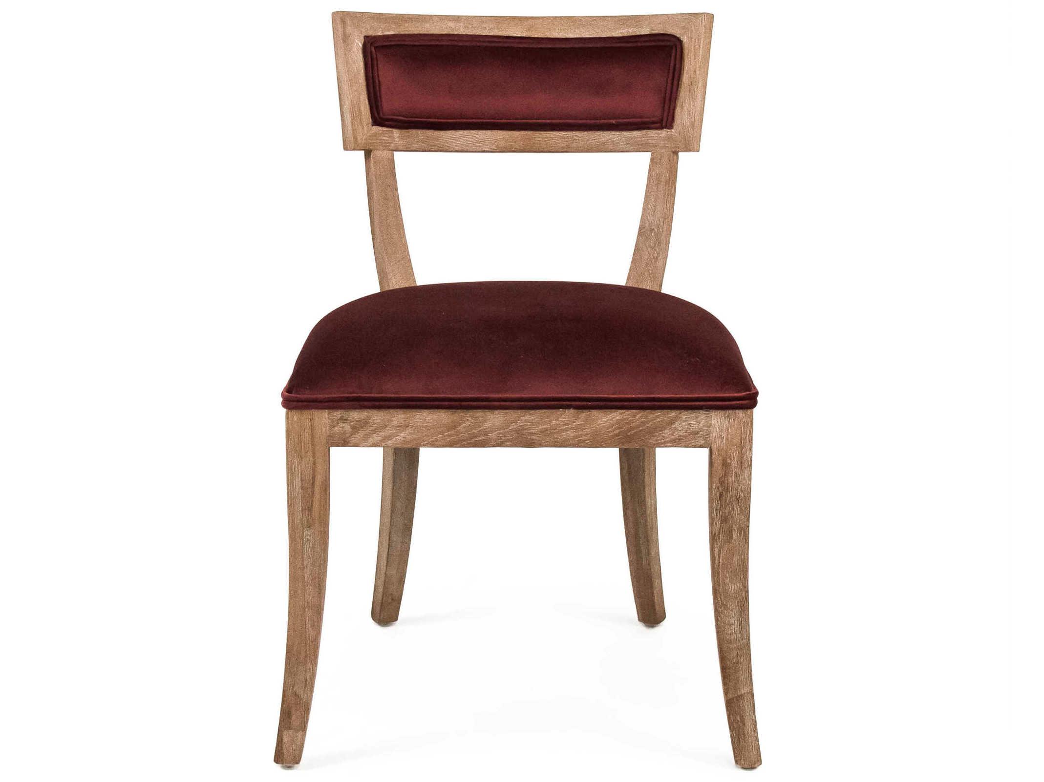 Zentique Carvell Oak Wood Red Upholstered Armless Dining Chair
