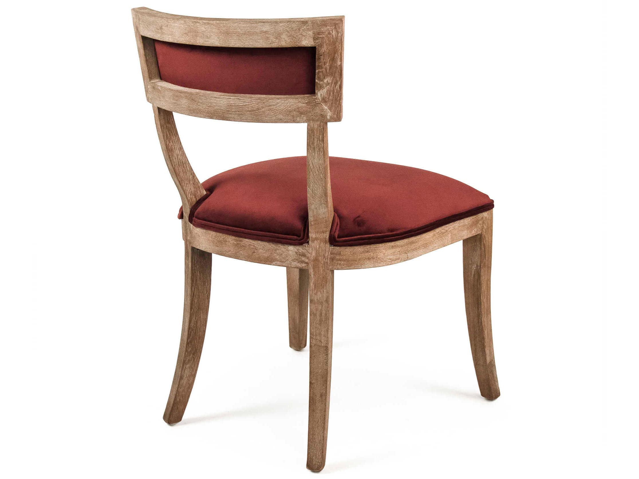 Zentique Carvell Oak Wood Red Upholstered Armless Dining Chair