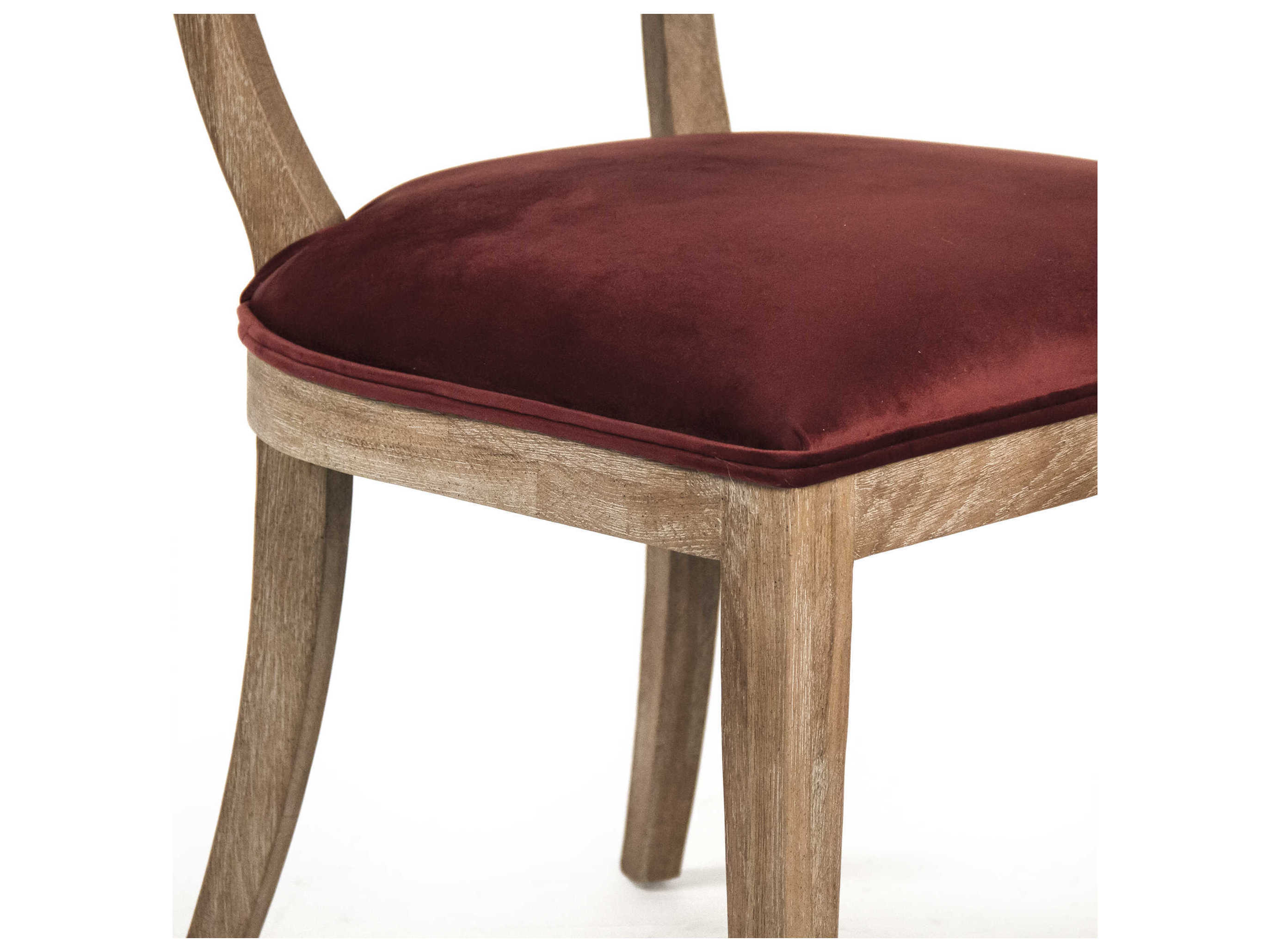 Zentique Carvell Oak Wood Red Upholstered Armless Dining Chair