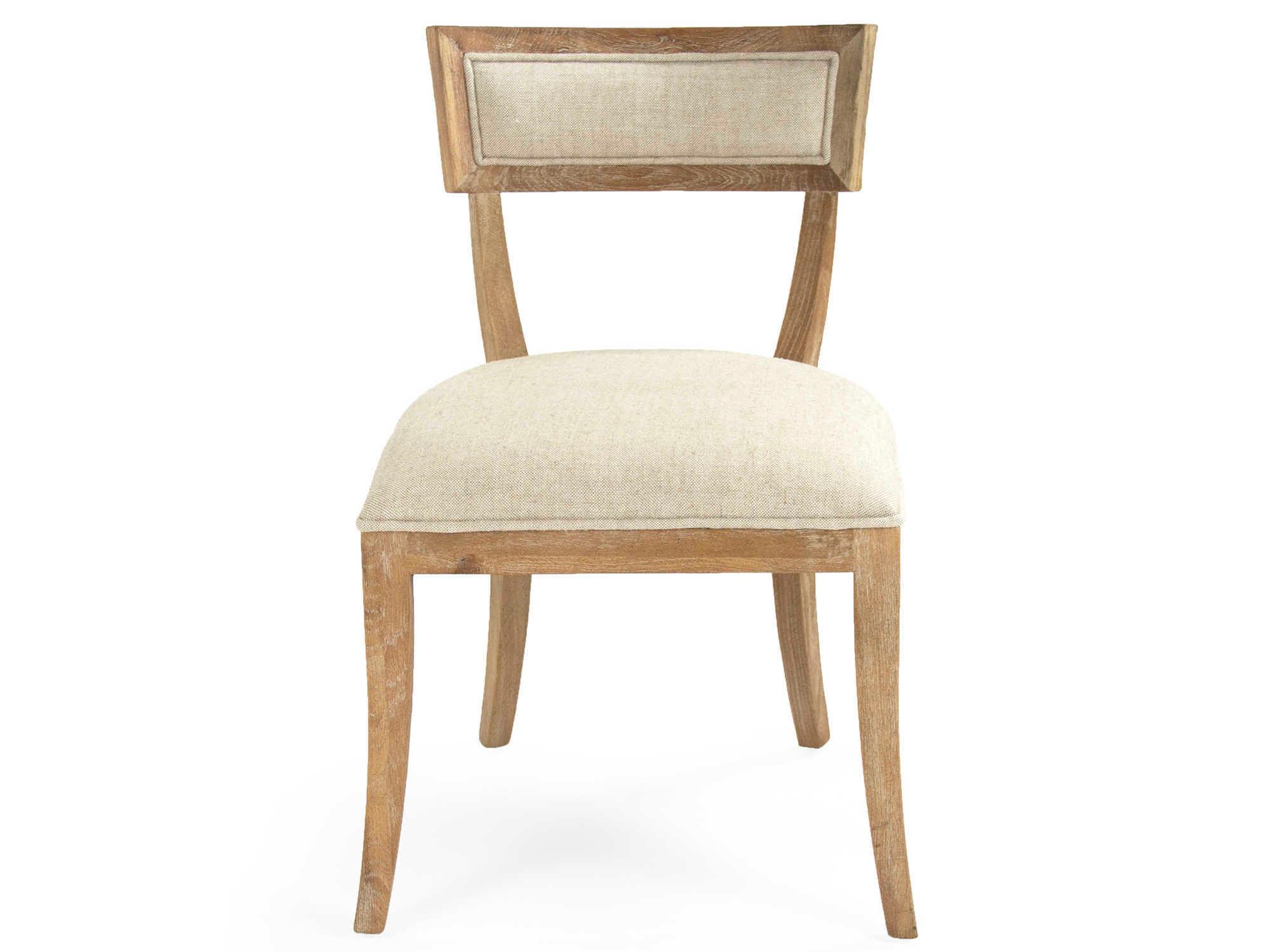 Zentique Carvell Oak Wood White Upholstered Side Dining Chair