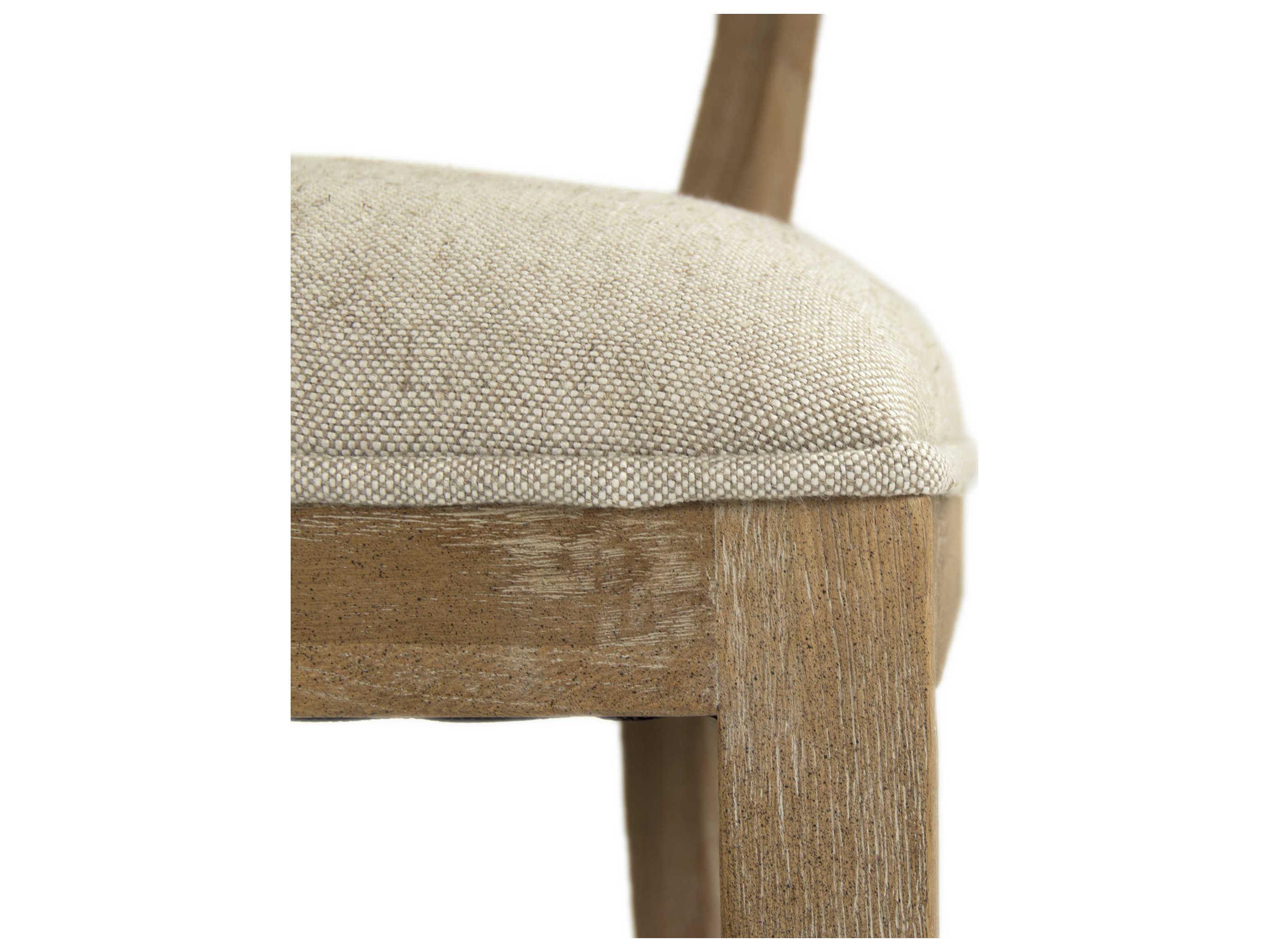 Zentique Carvell Oak Wood White Upholstered Side Dining Chair
