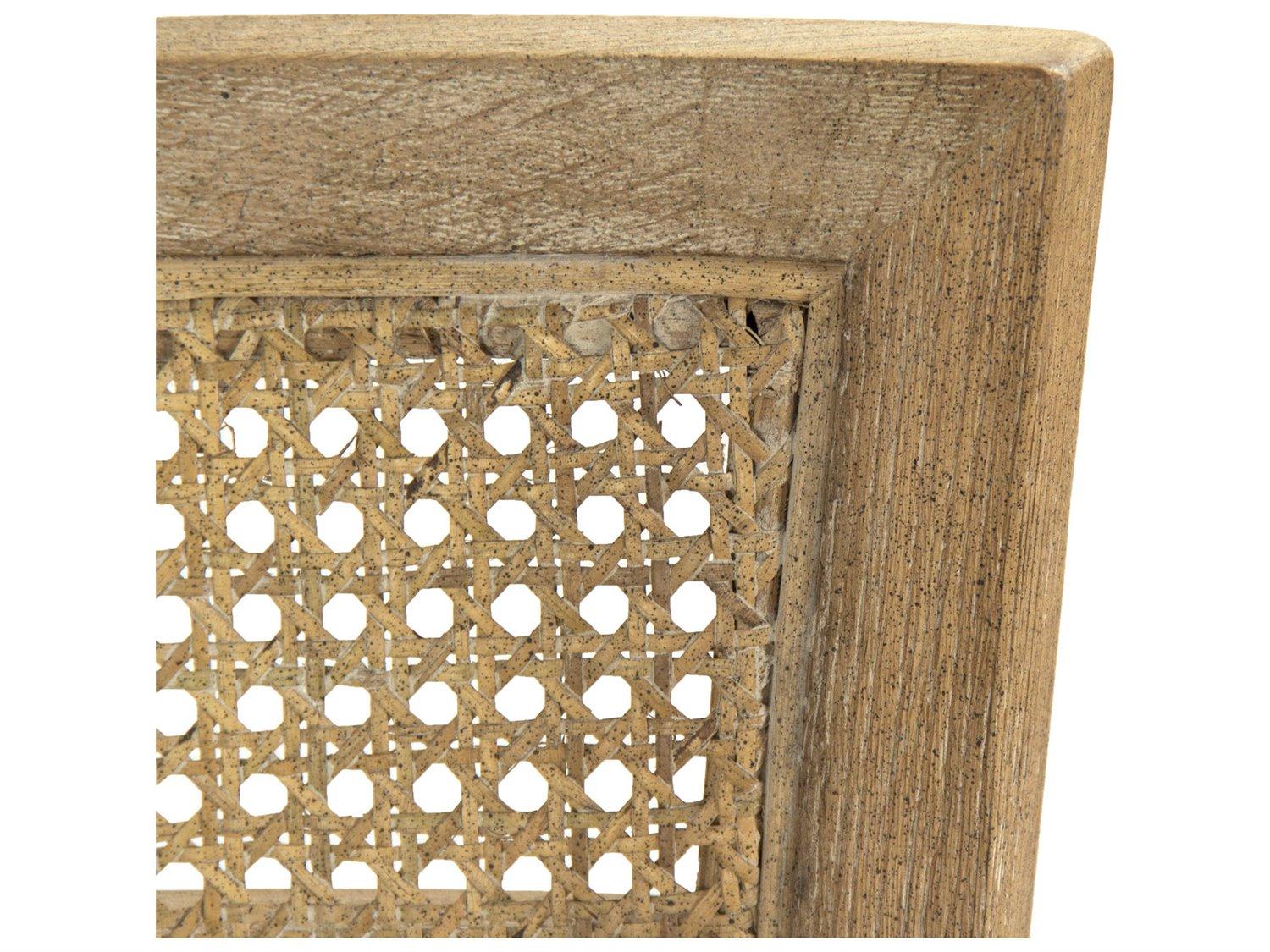 Zentique Carvell Oak Wood Beige Upholstered Side Dining Chair