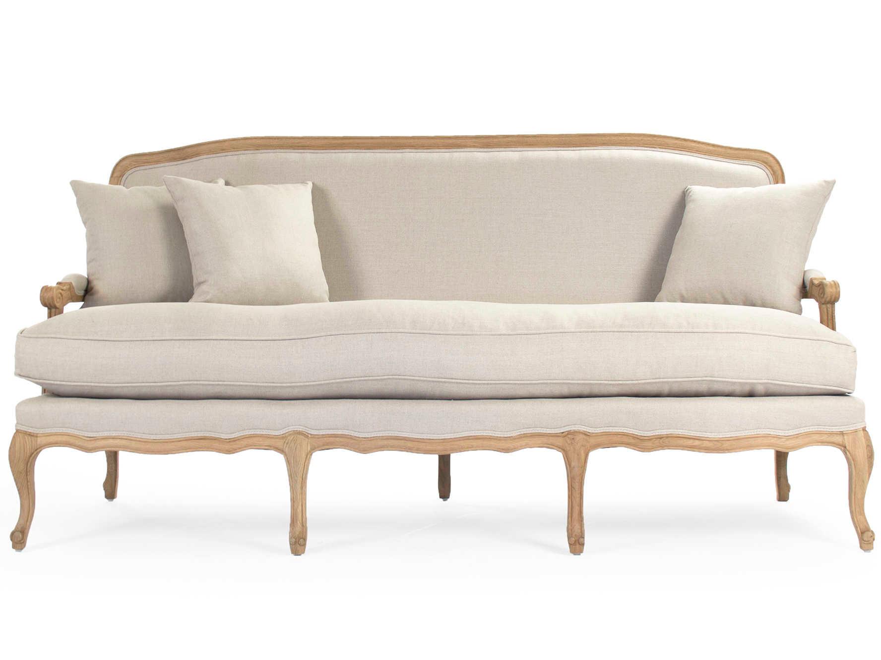 Zentique Bastille Natural Linen White Upholstered Loveseat