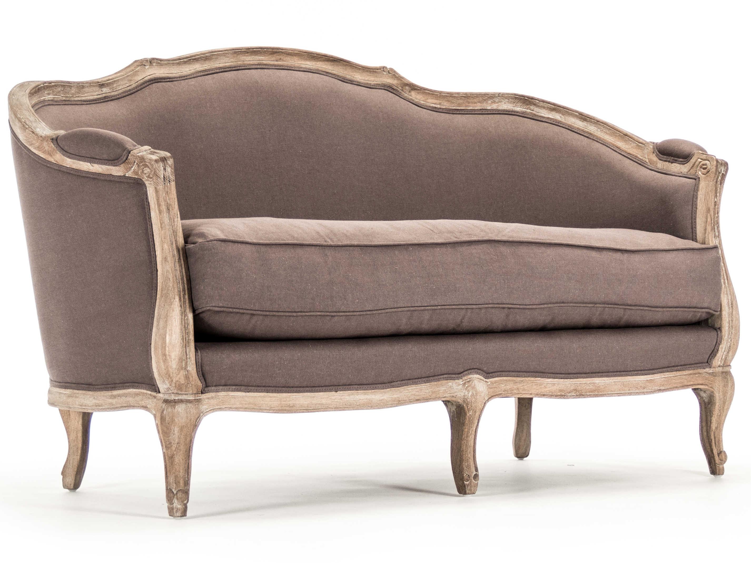 Zentique Maison Aubergine Linen Brown Upholstered Loveseat