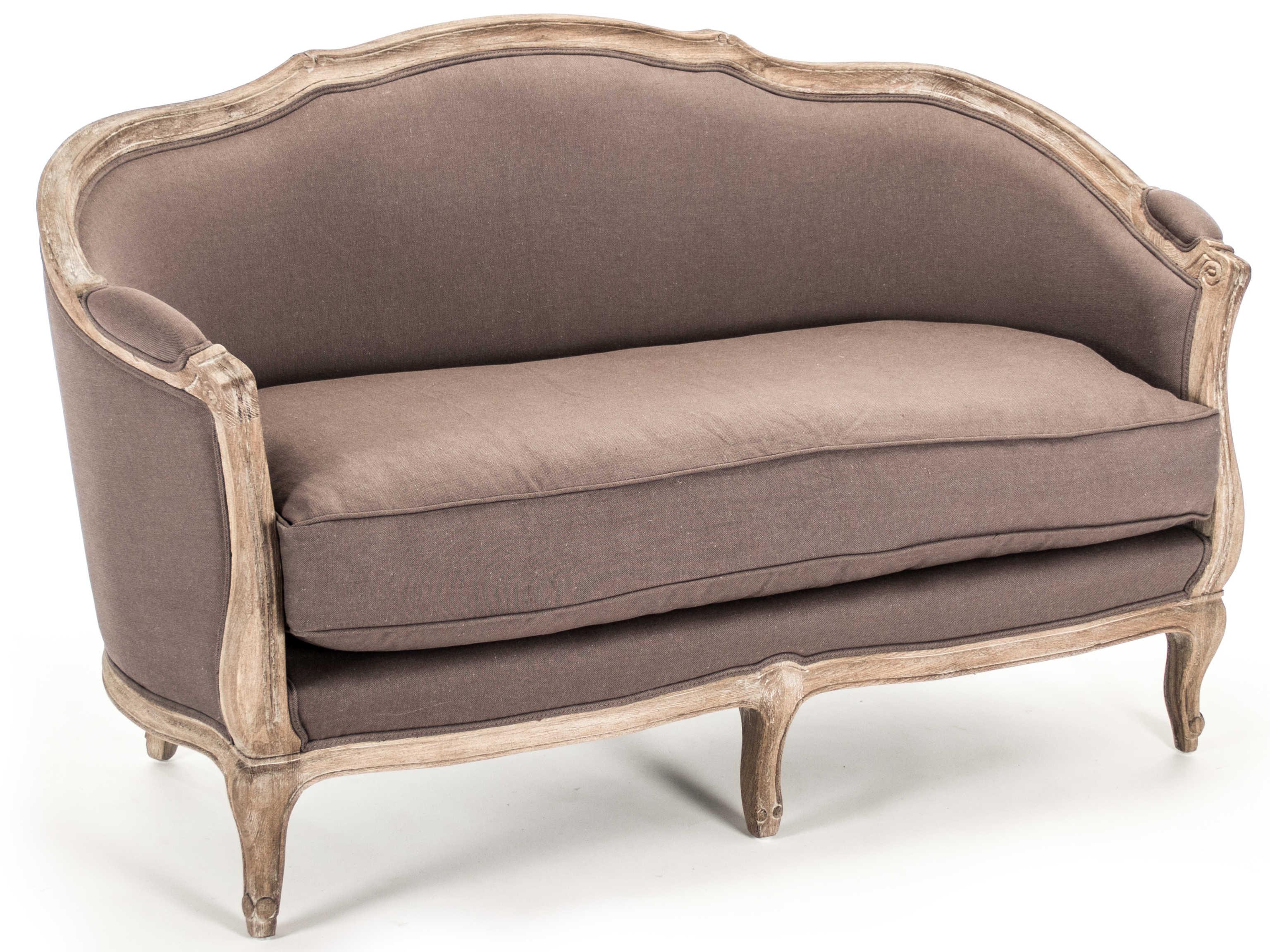 Zentique Maison Aubergine Linen Brown Upholstered Loveseat