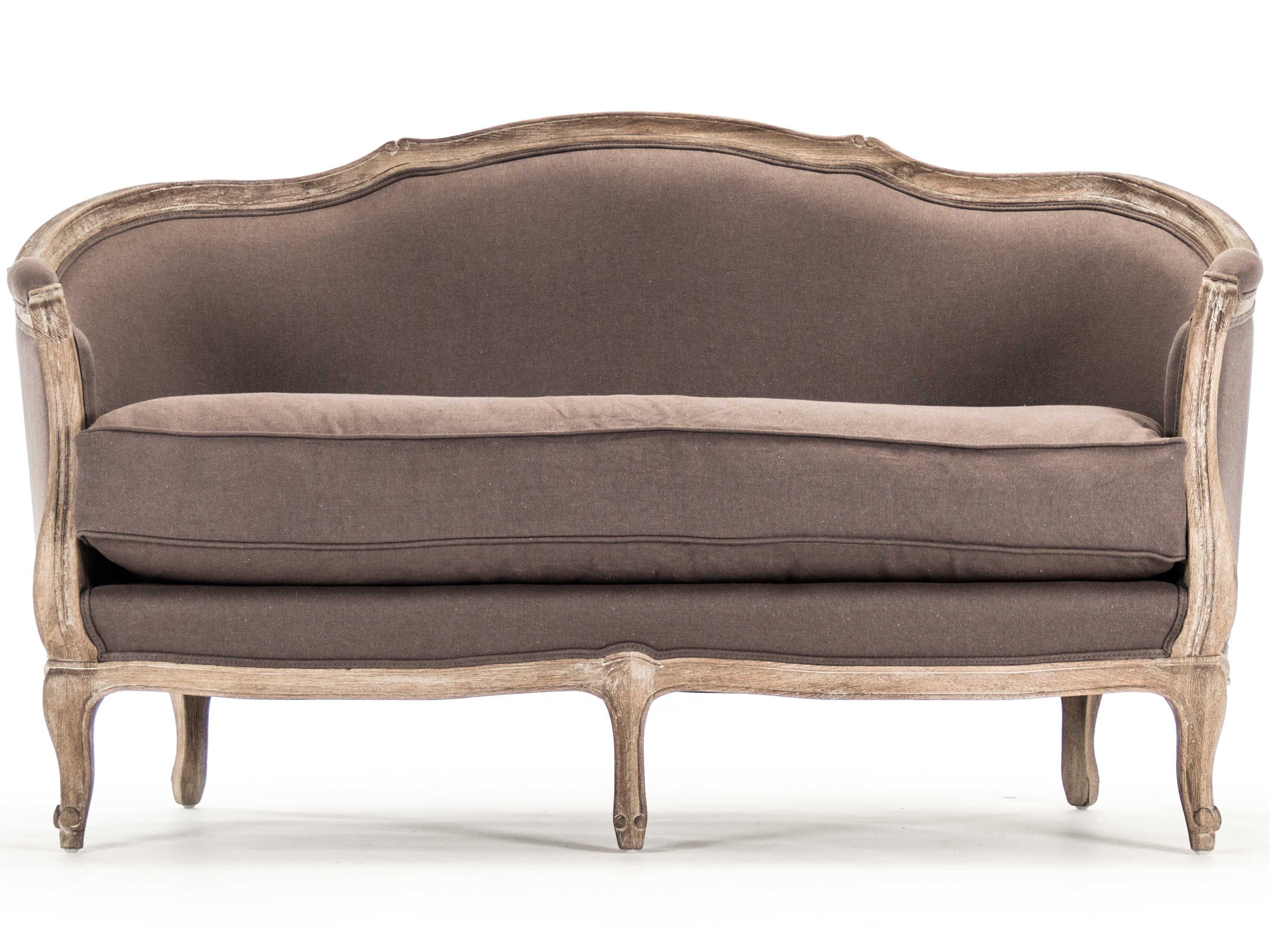 Zentique Maison Aubergine Linen Brown Upholstered Loveseat