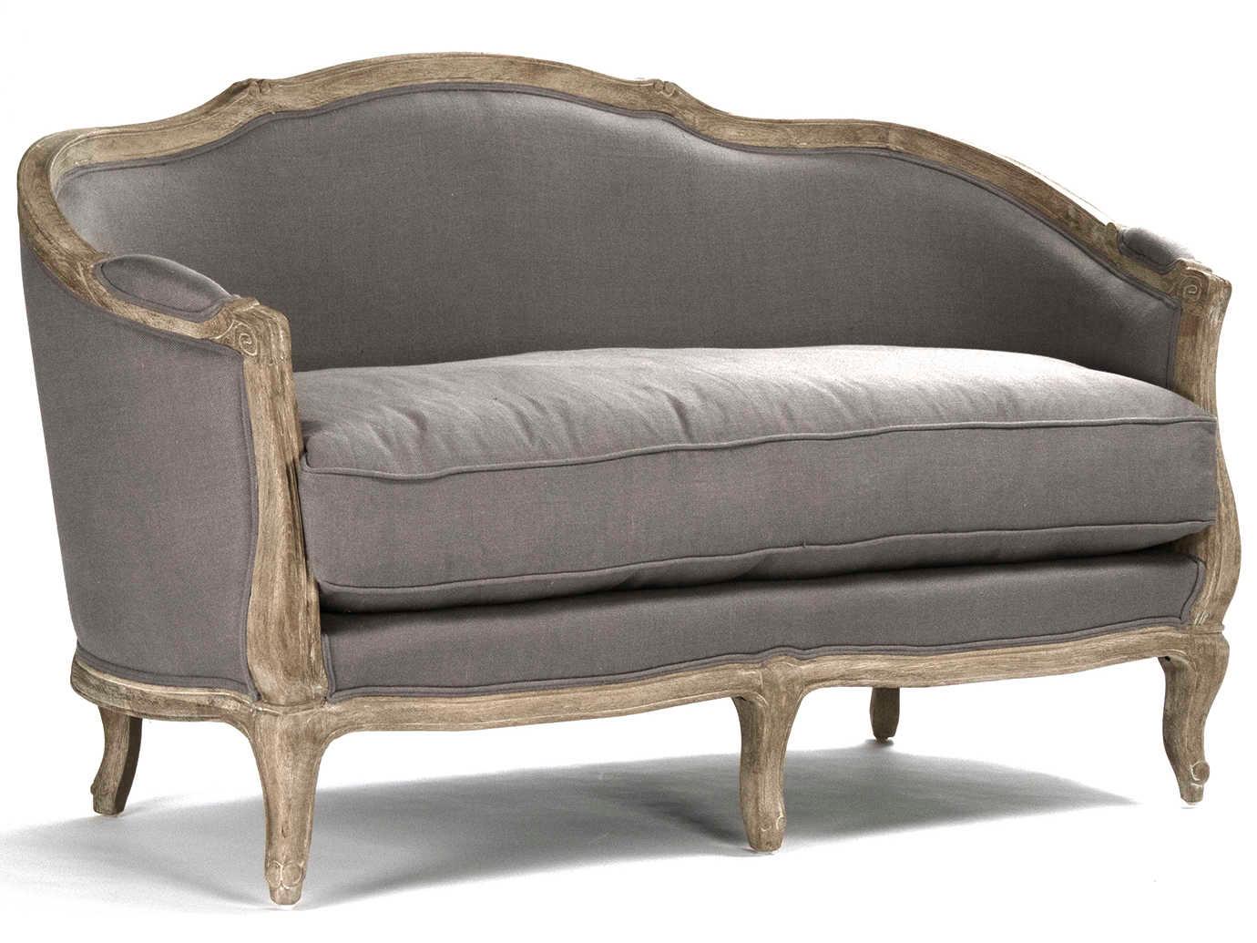 Zentique Maison Grey Linen Upholstered Loveseat