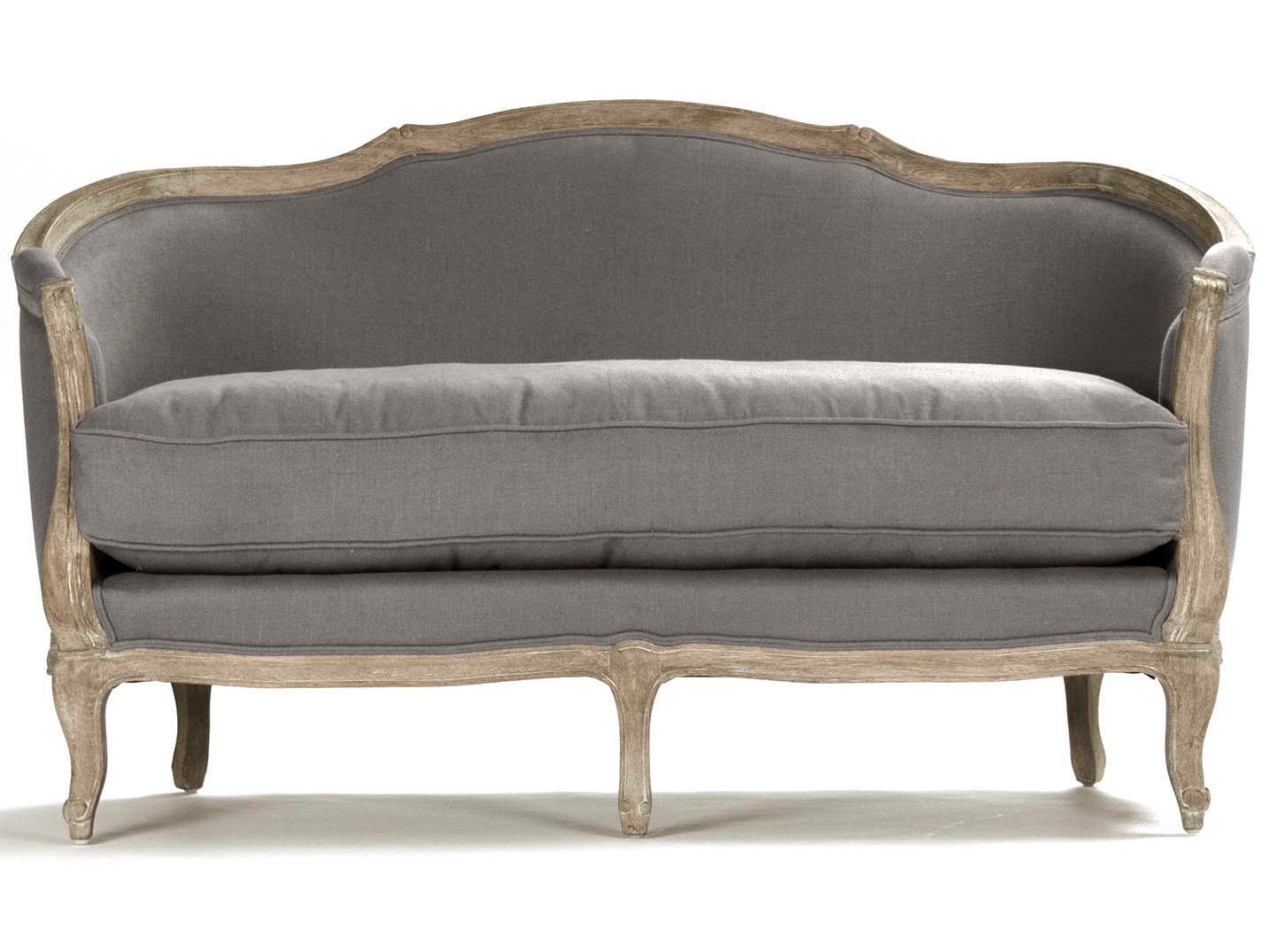 Zentique Maison Grey Linen Upholstered Loveseat
