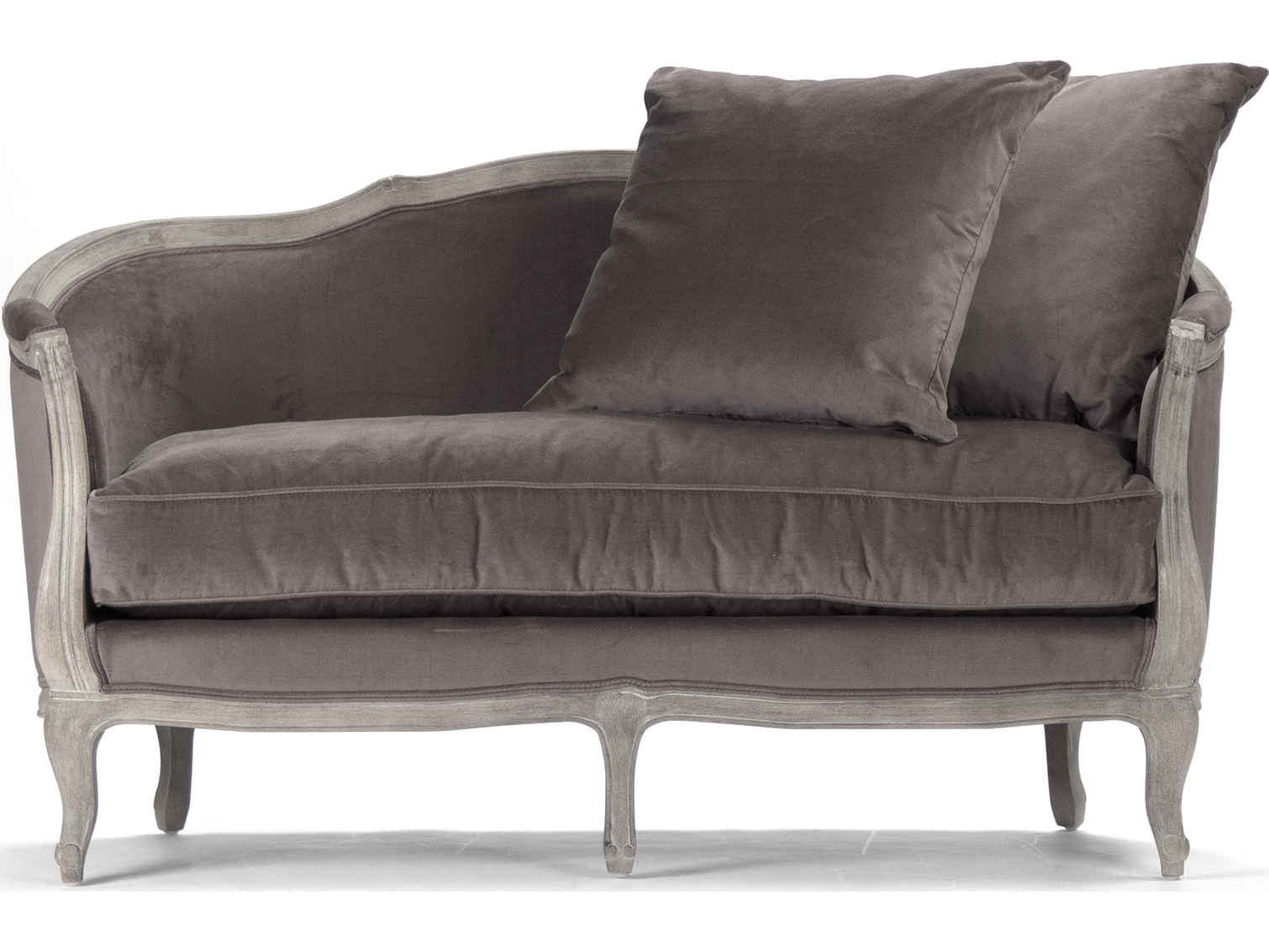 Zentique Maison Limed Grey Oak Upholstered Loveseat