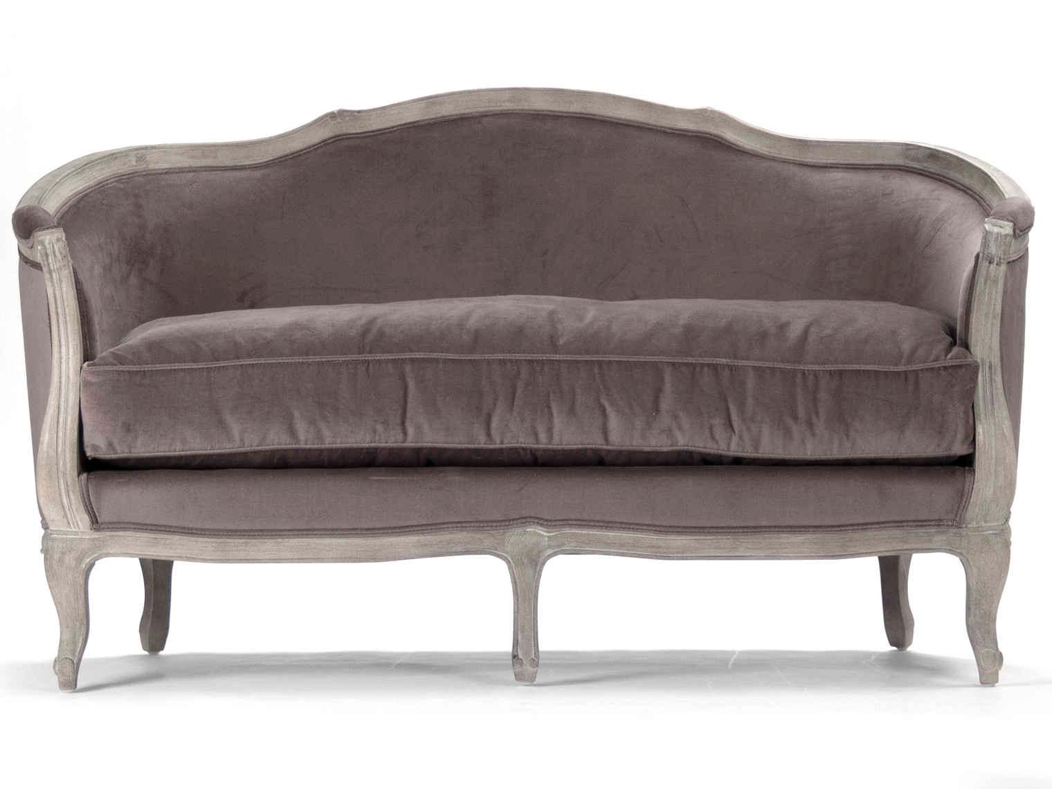 Zentique Maison Limed Grey Oak Upholstered Loveseat
