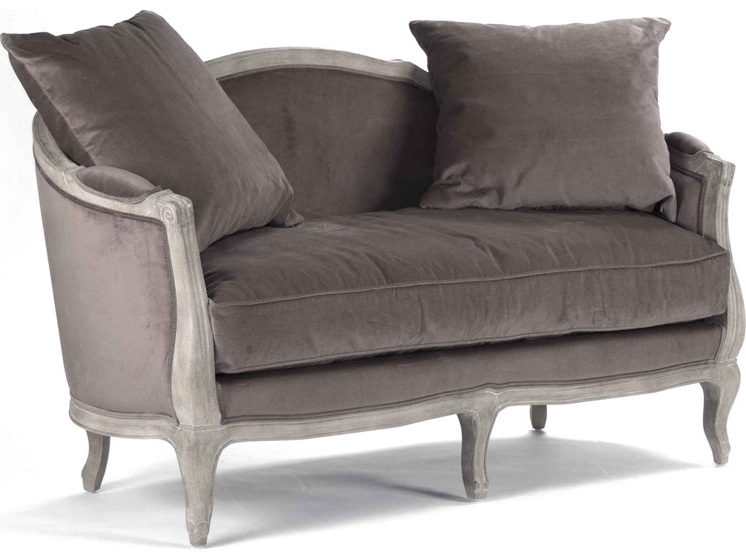 Zentique Maison Limed Grey Oak Upholstered Loveseat