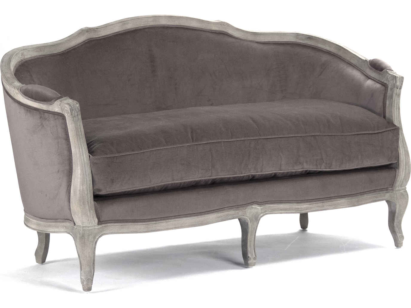 Zentique Maison Limed Grey Oak Upholstered Loveseat