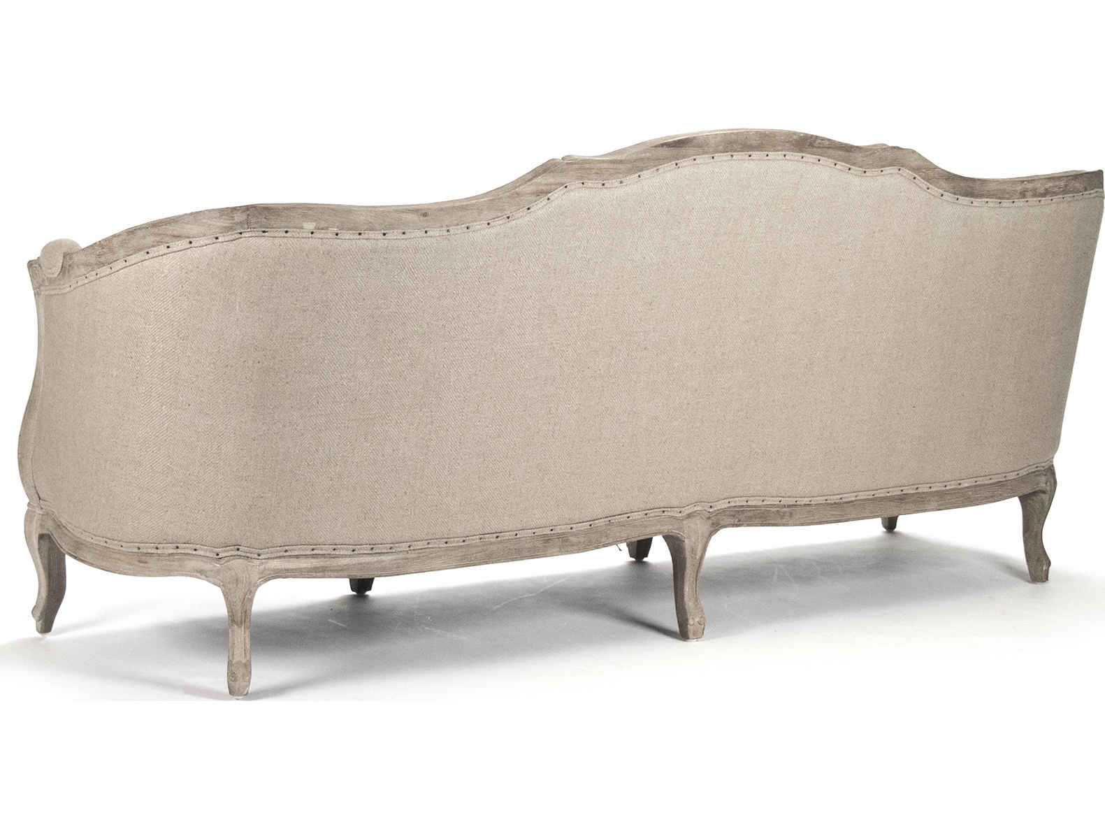 Zentique Maison Limed Grey Oak Beige Upholstered Sofa