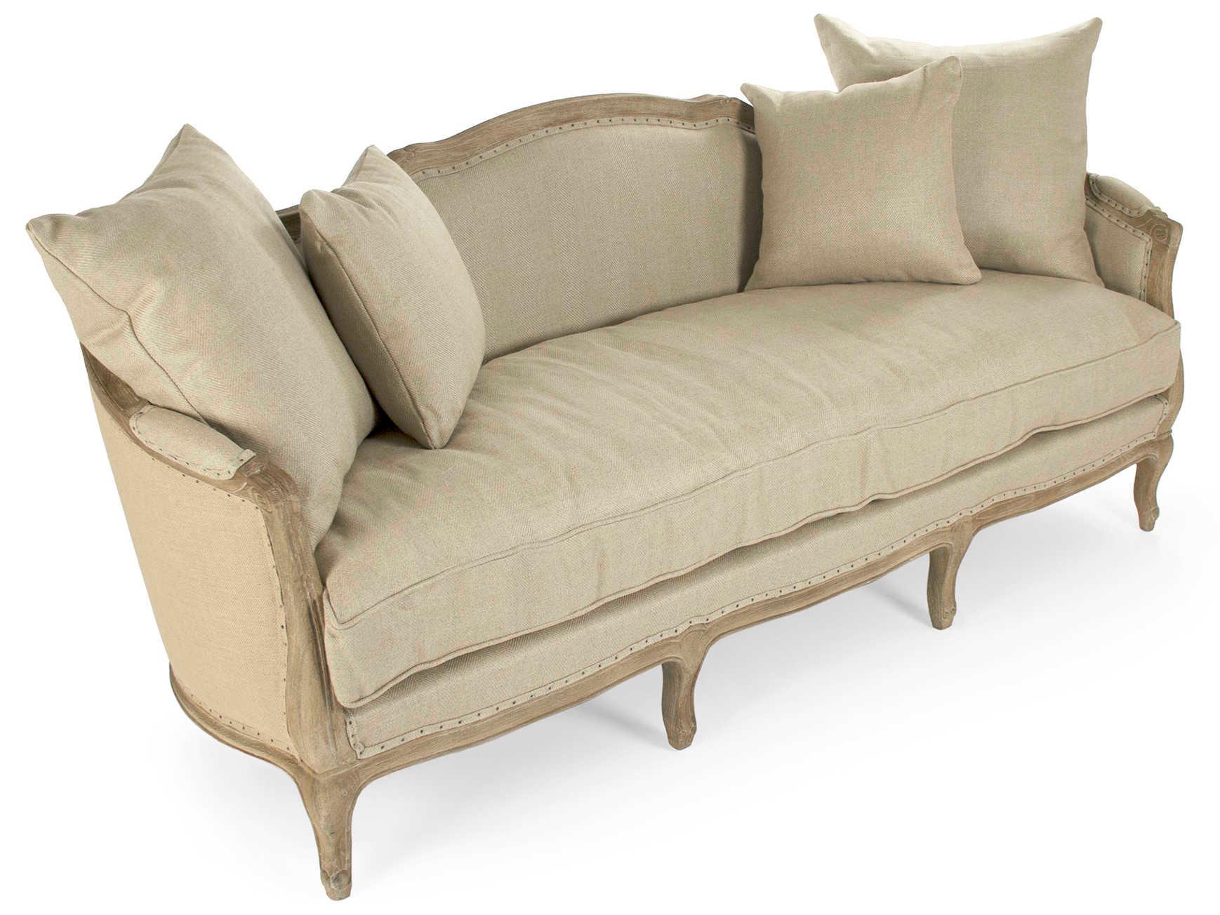 Zentique Maison Hemp Linen Jute Beige Upholstered Sofa