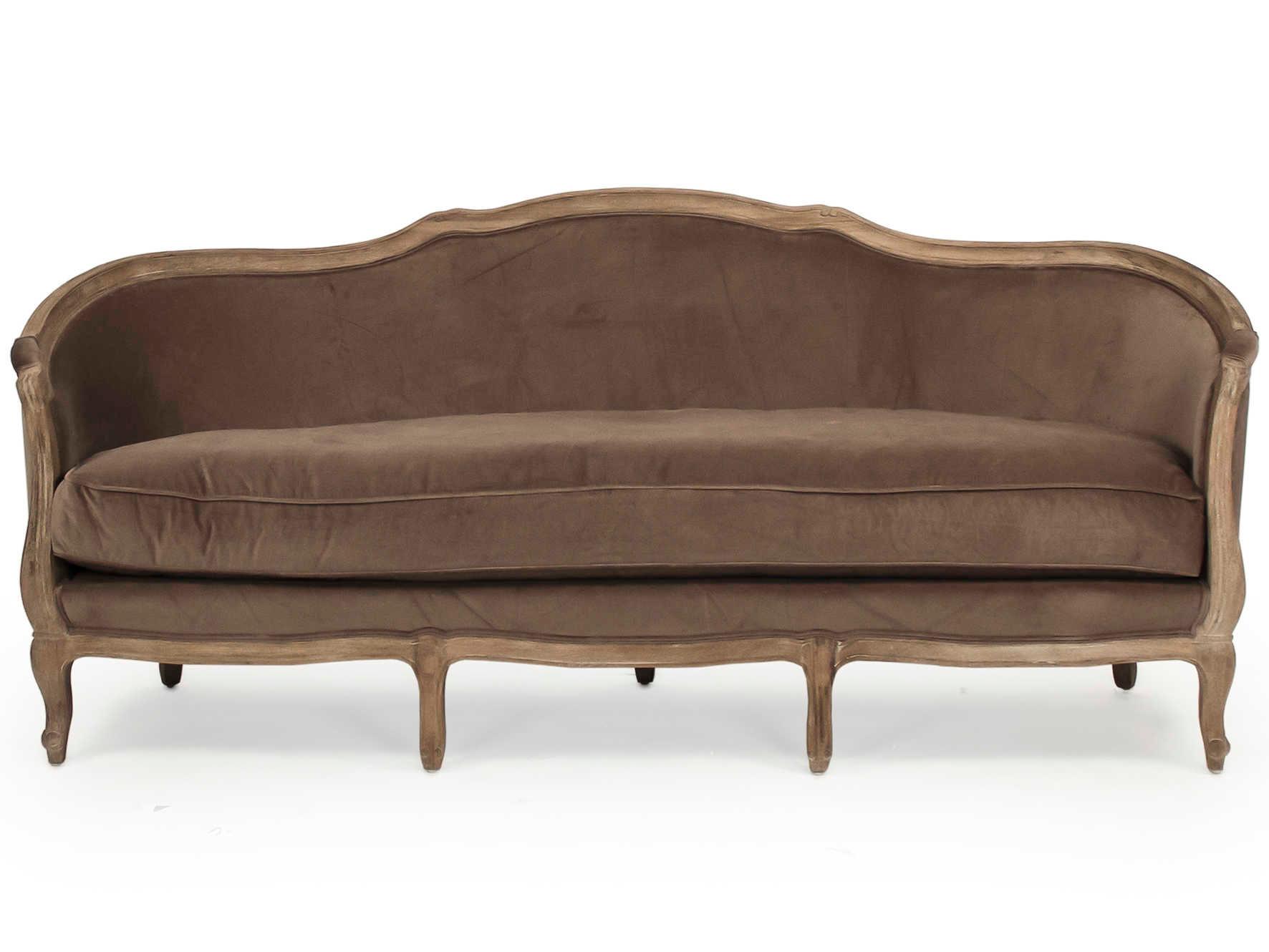 Zentique Maison Brown Velvet Upholstered Sofa