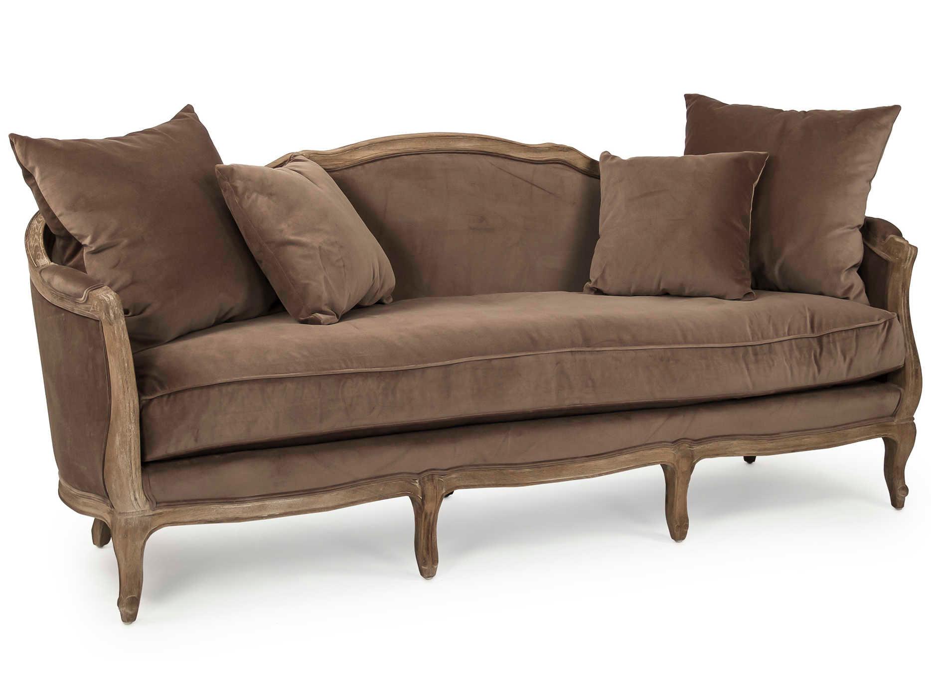 Zentique Maison Brown Velvet Upholstered Sofa
