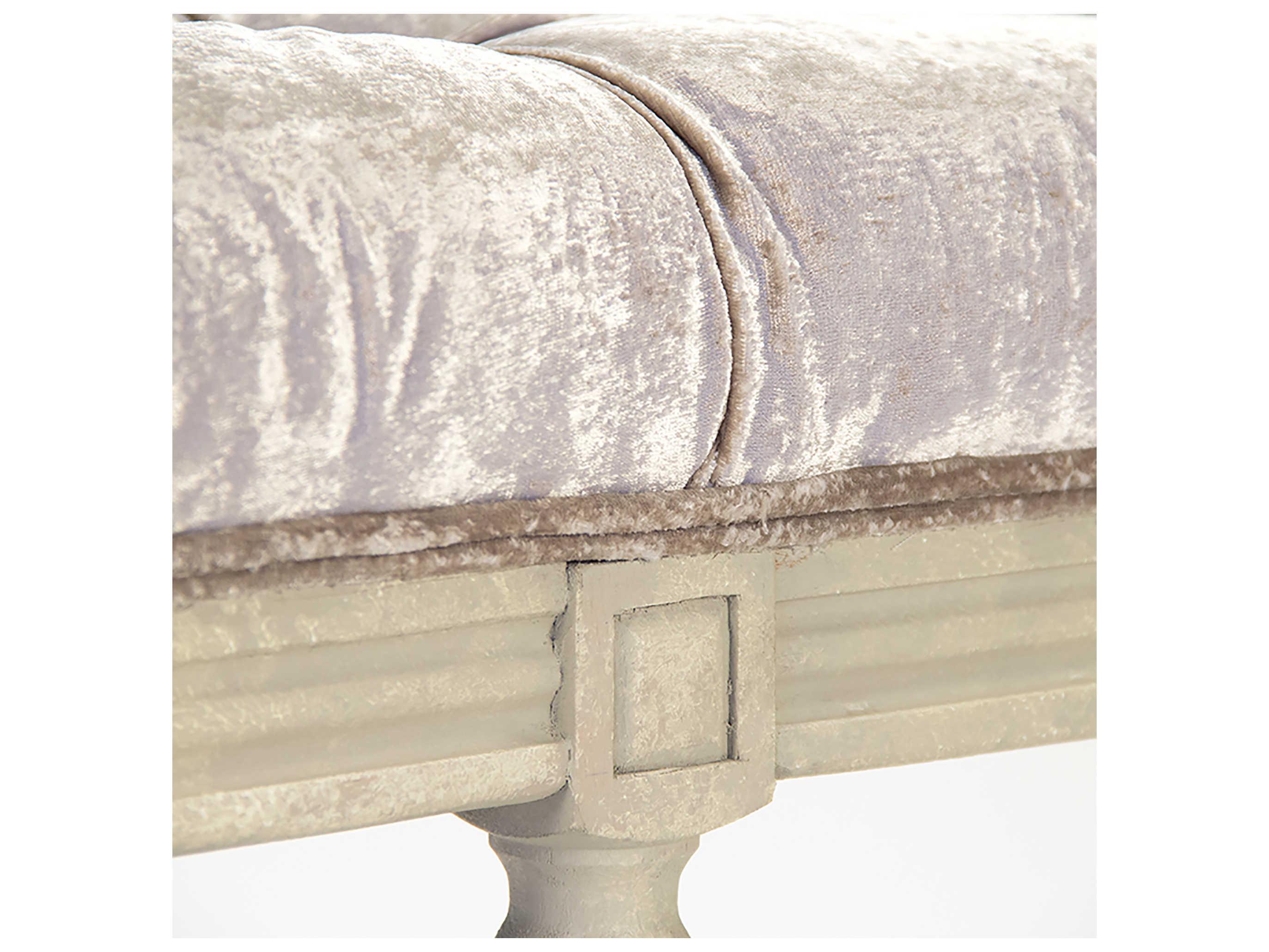 Zentique Louis Crushed Champagne Velvet Gray Upholstered Accent Bench