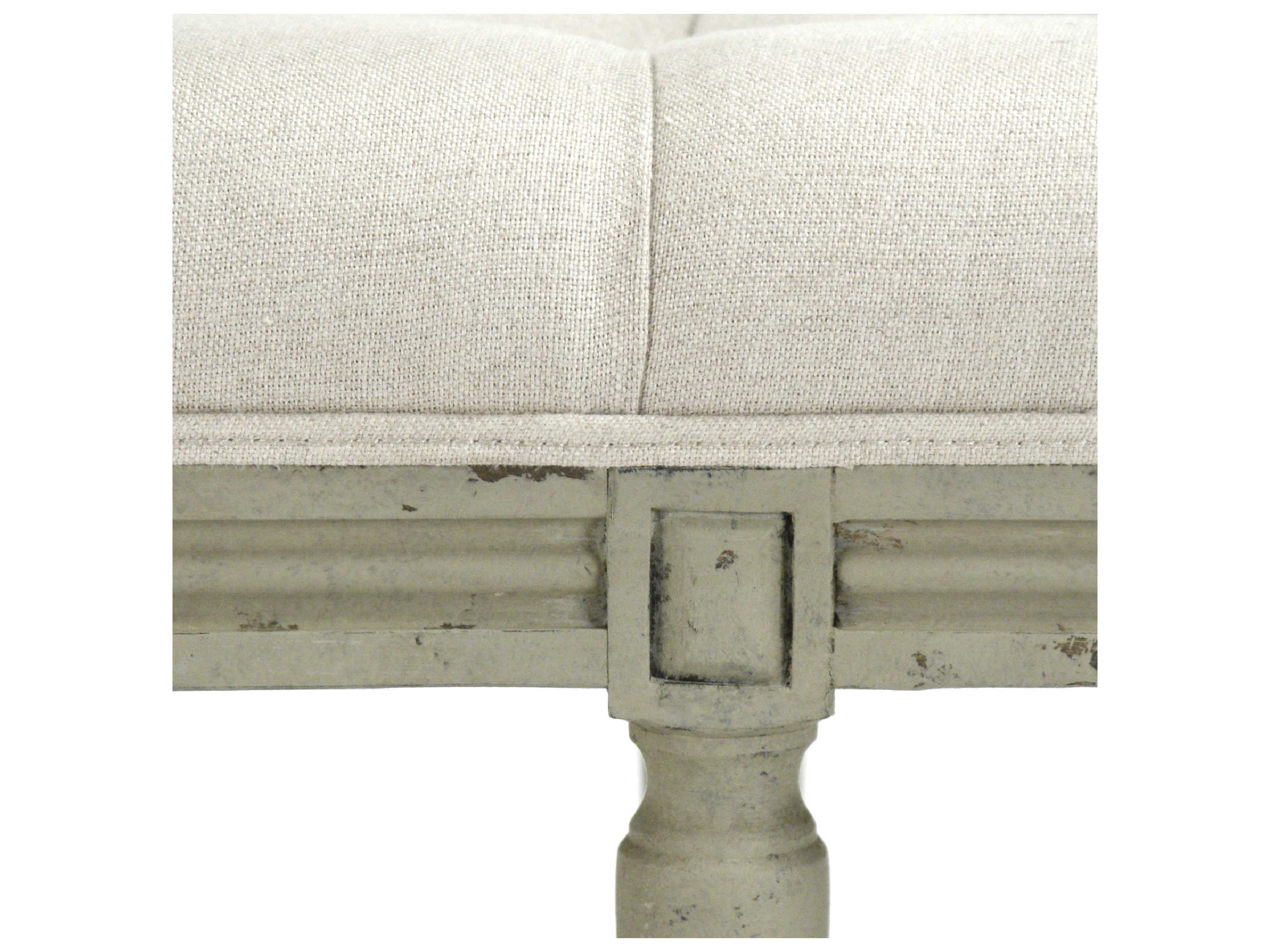 Zentique Louis Natural Linen Gray Upholstered Accent Bench