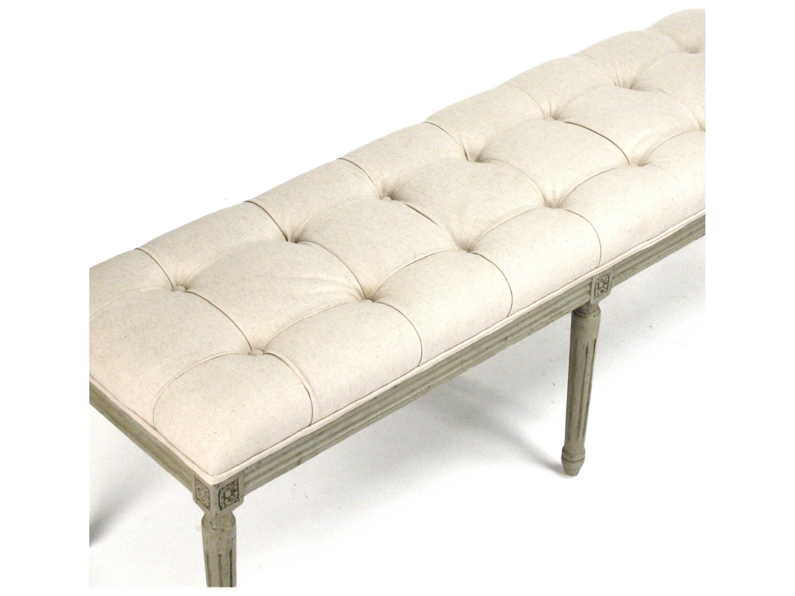 Zentique Louis White Upholstered Accent Bench