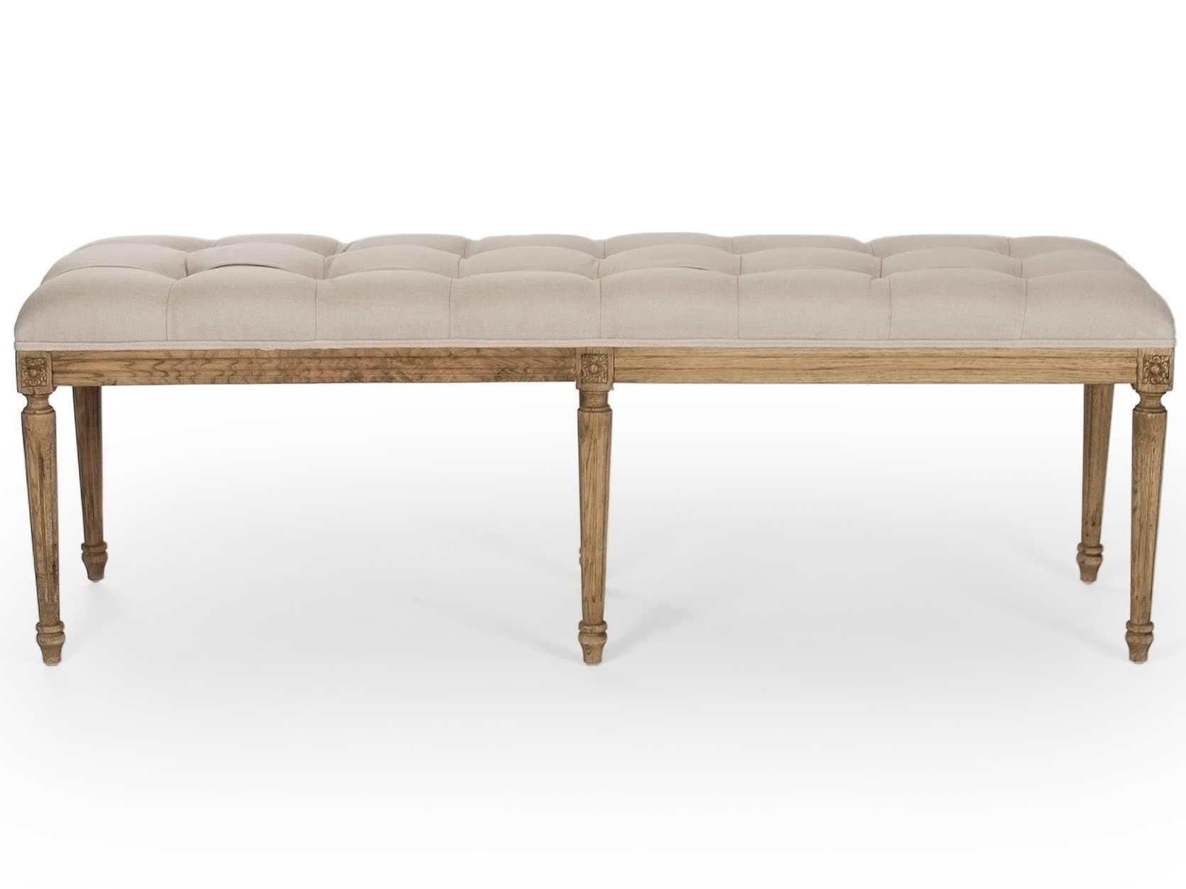 Zentique Louis Natural Linen Cream Upholstered Accent Bench