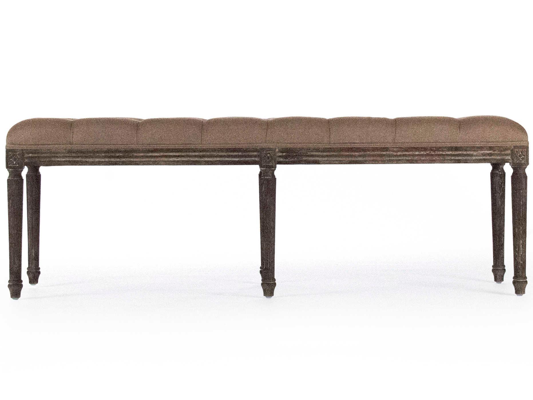 Zentique Louis Copper Linen Brown Upholstered Accent Bench