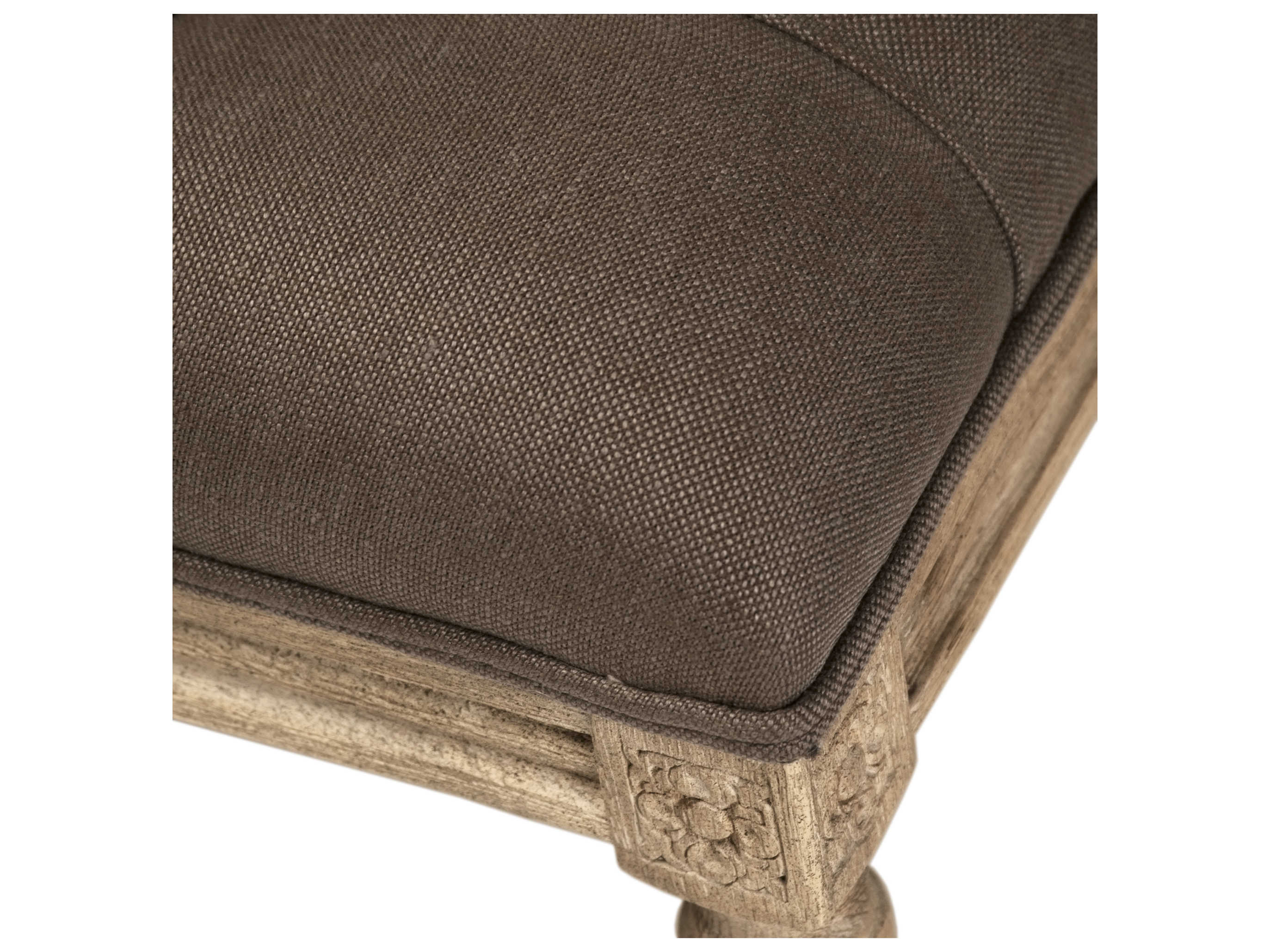 Zentique Louis Aubergine Linen Brown Upholstered Accent Bench