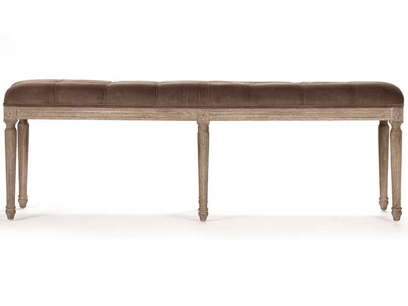 Zentique Louis Brown Velvet Upholstered Accent Bench