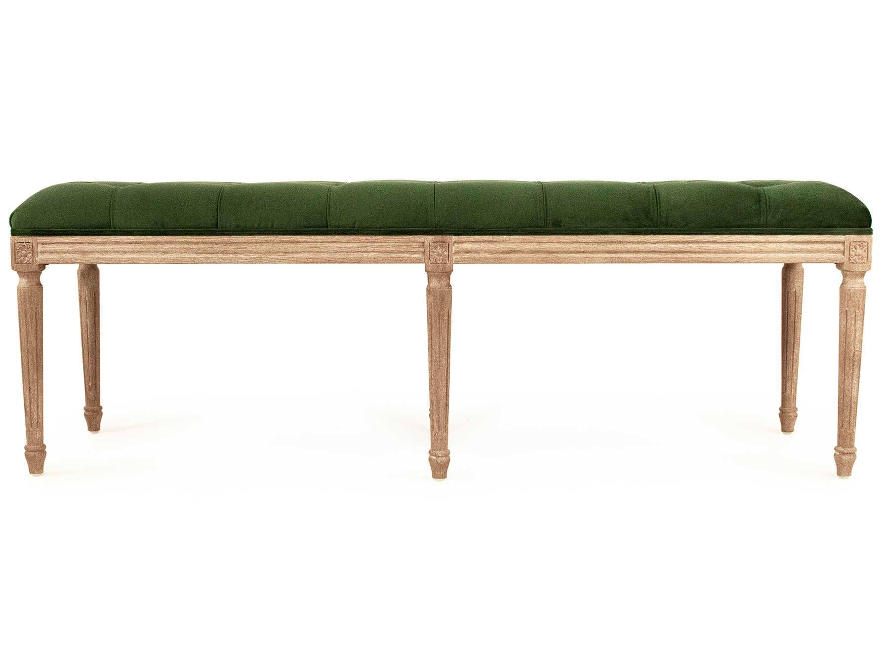 Zentique Louis Green Velvet Upholstered Accent Bench