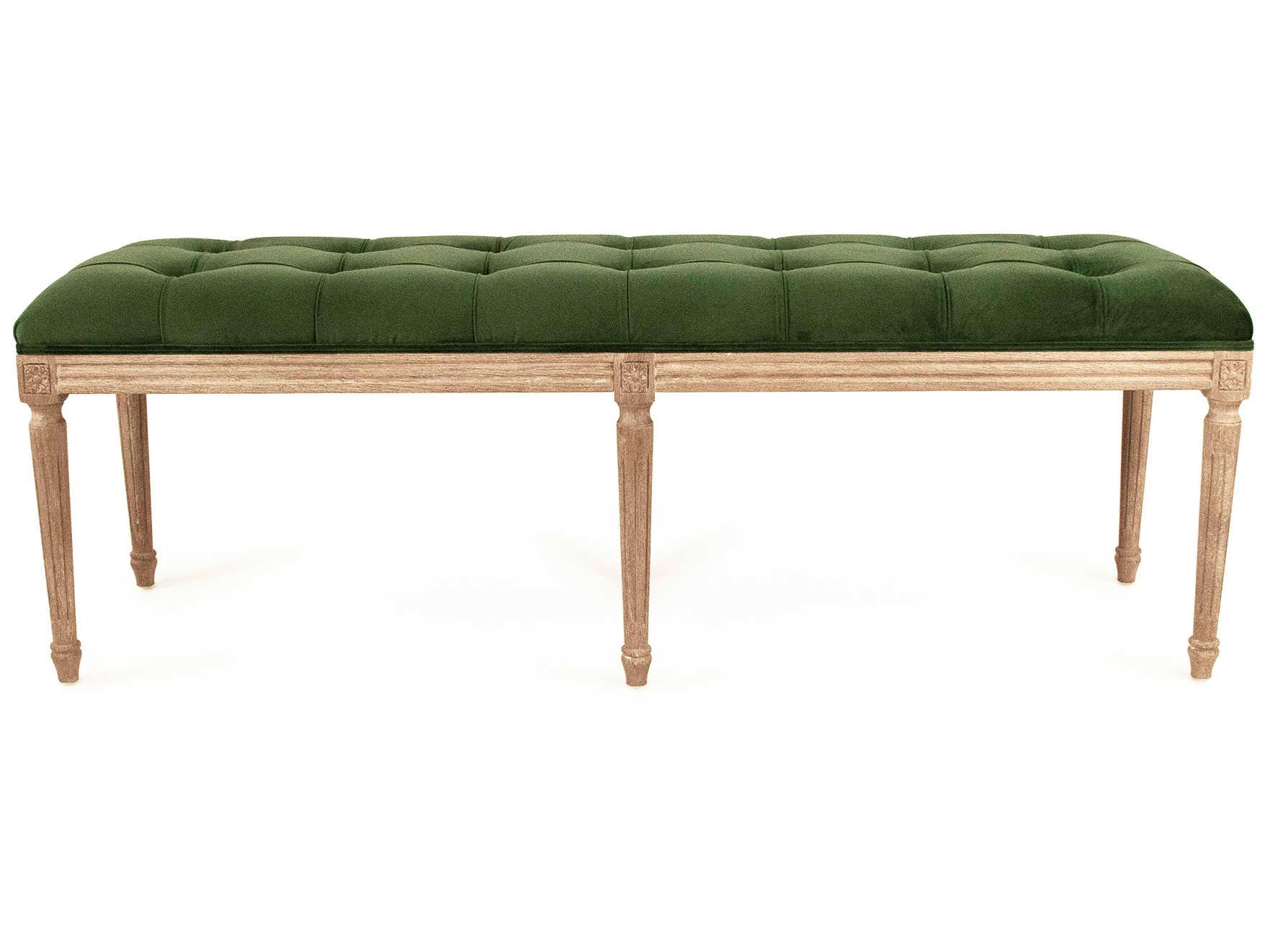 Zentique Louis Green Velvet Upholstered Accent Bench