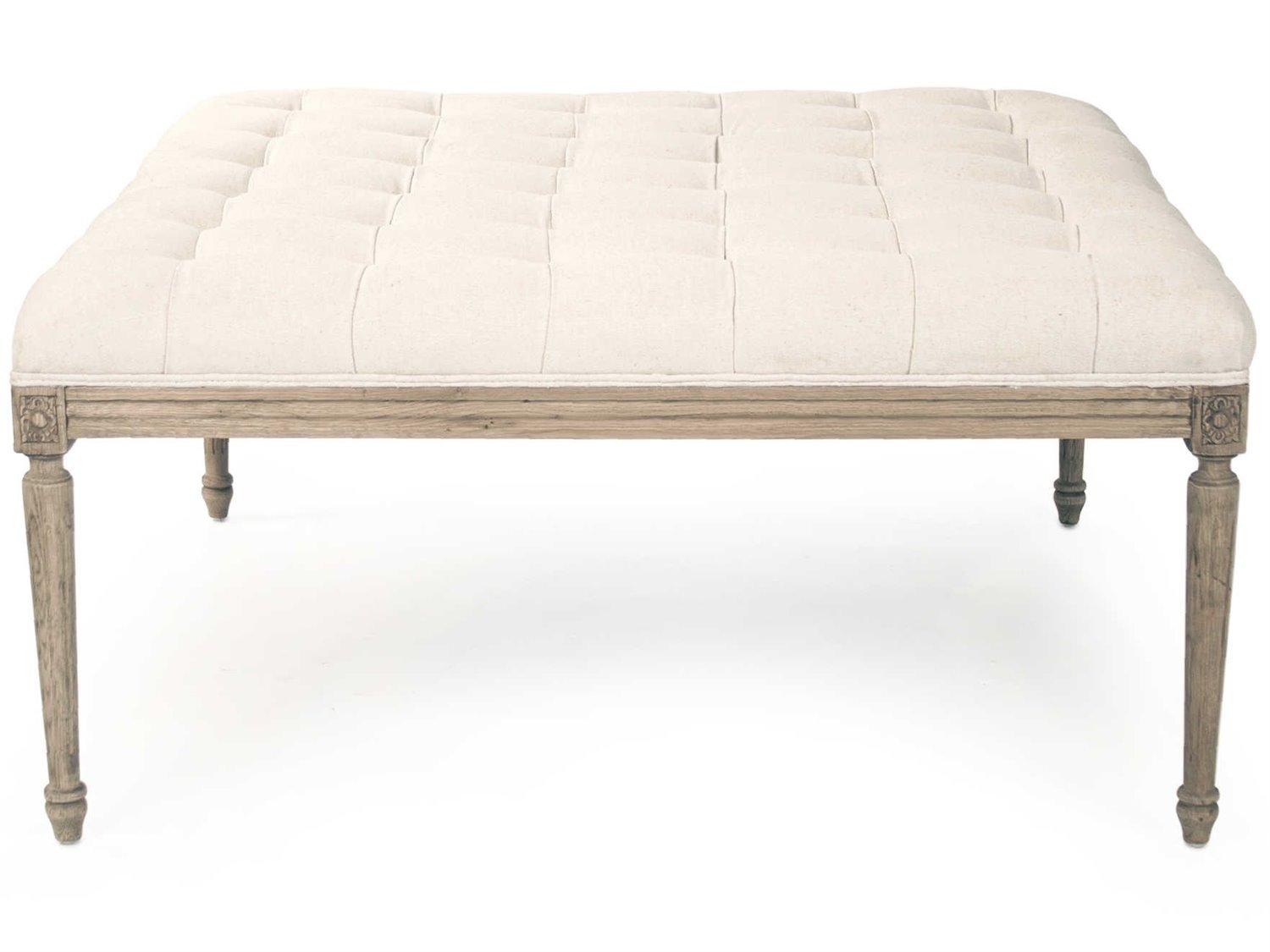 Zentique Louis White Upholstered Tufted Ottoman