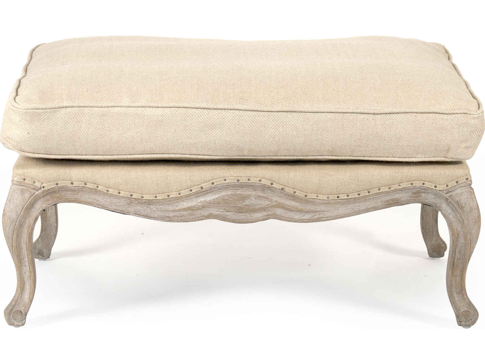 Zentique Belmont Beige Upholstered Ottoman