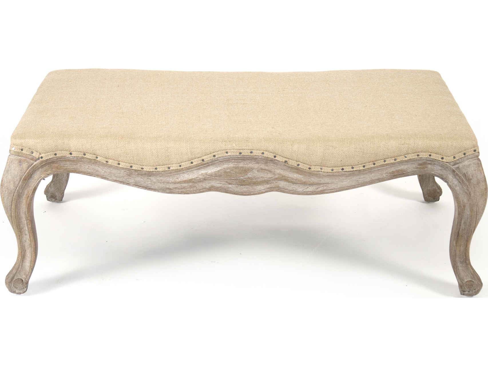 Zentique Belmont Beige Upholstered Ottoman