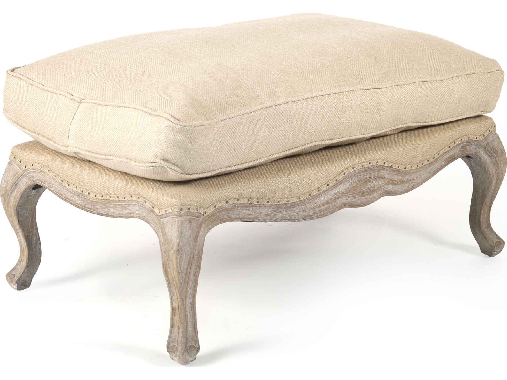 Zentique Belmont Beige Upholstered Ottoman