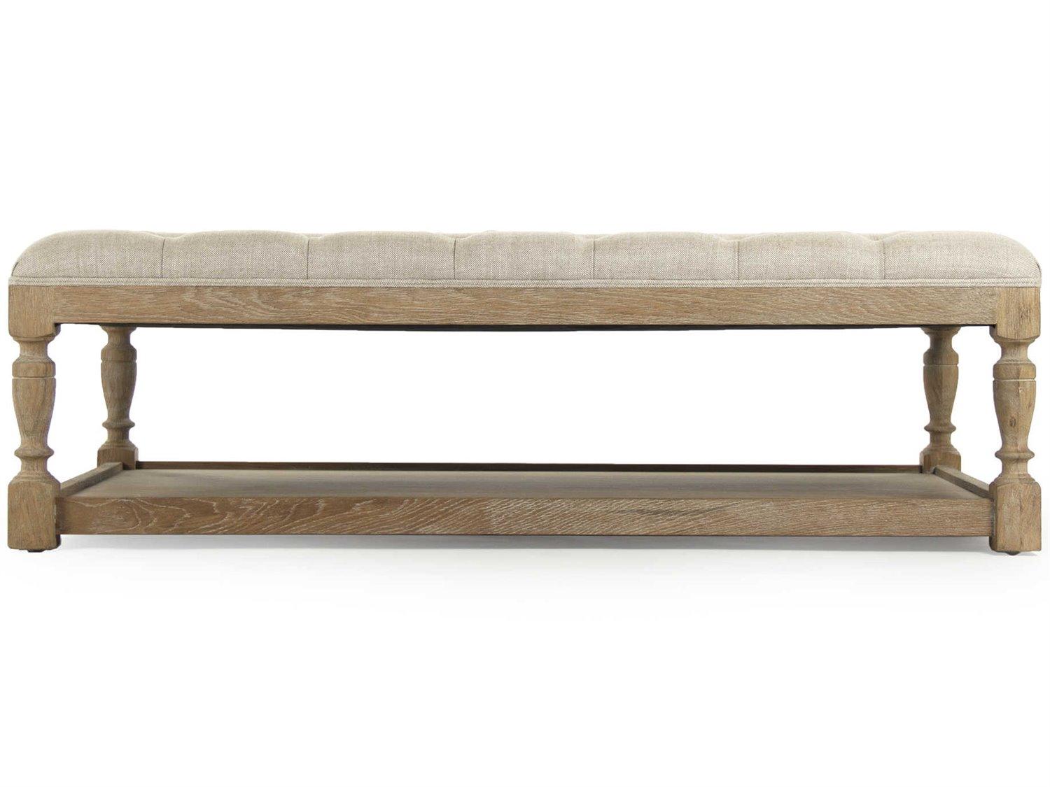 Zentique Cream Upholstered Tufted Ottoman