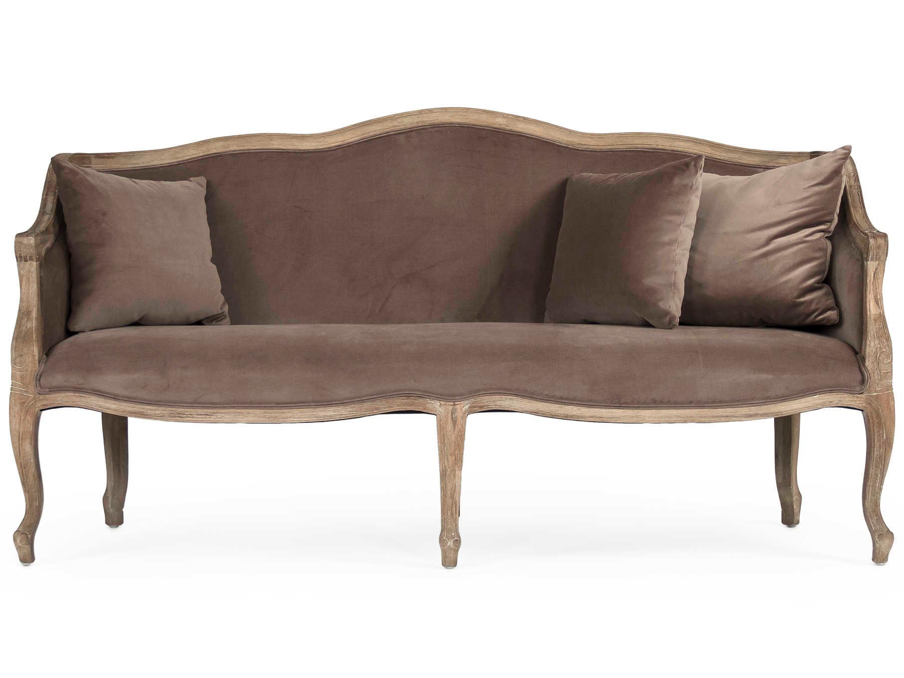 Zentique Benton Brown Velvet Upholstered Loveseat