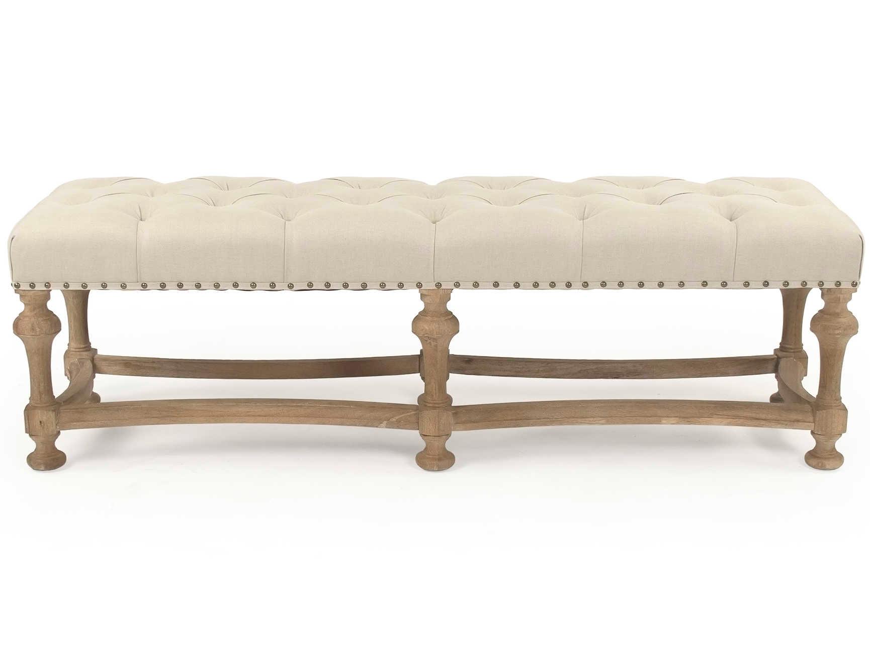 Zentique Natural Linen Cream Upholstered Accent Bench