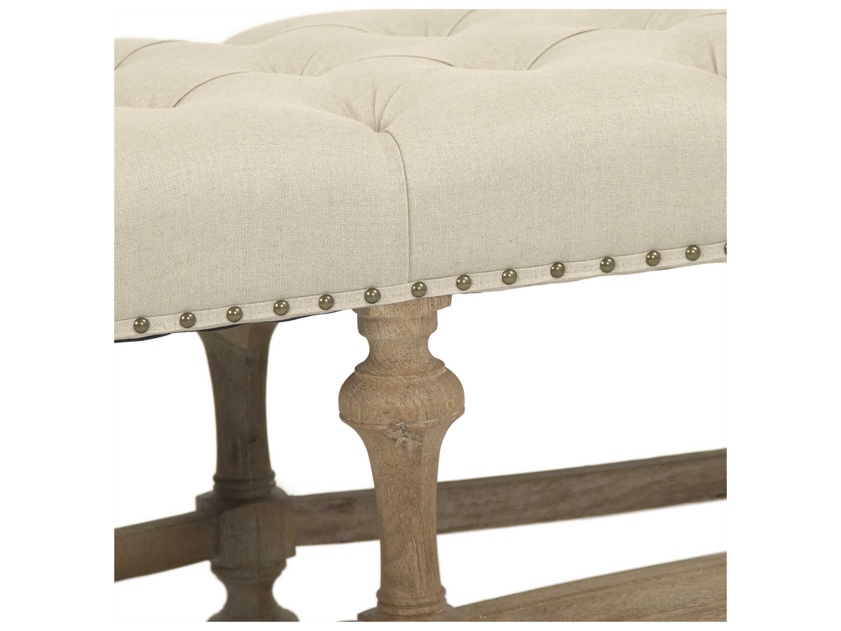 Zentique Natural Linen Cream Upholstered Accent Bench