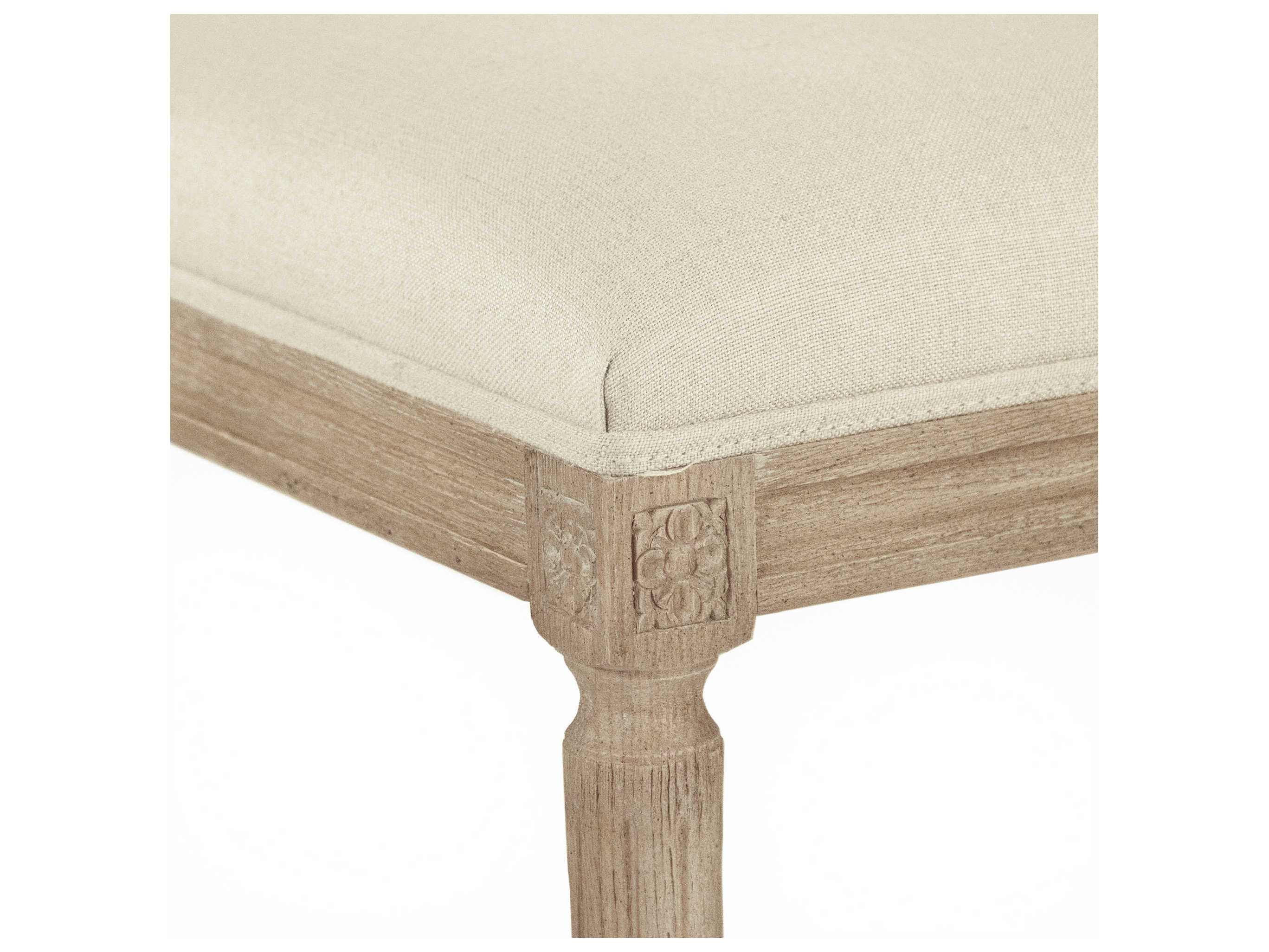 Zentique Louis Upholstered Oak Wood Natural Linen Bar Stool