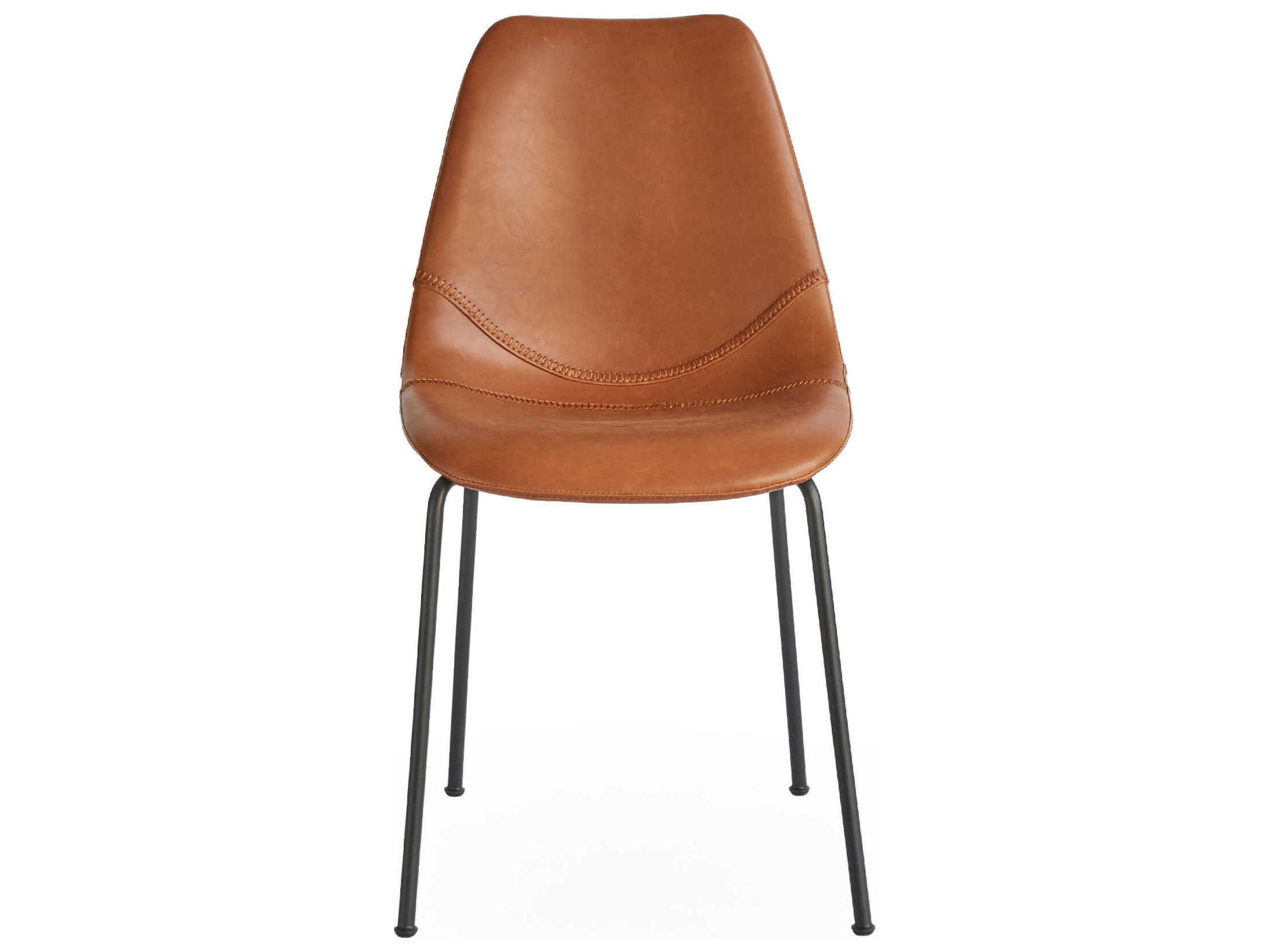 Zentique Lana Brown Leather Armless Dining Chair