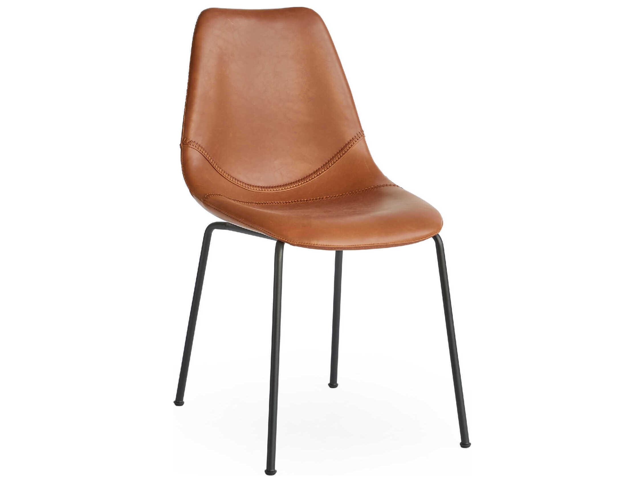 Zentique Lana Brown Leather Armless Dining Chair