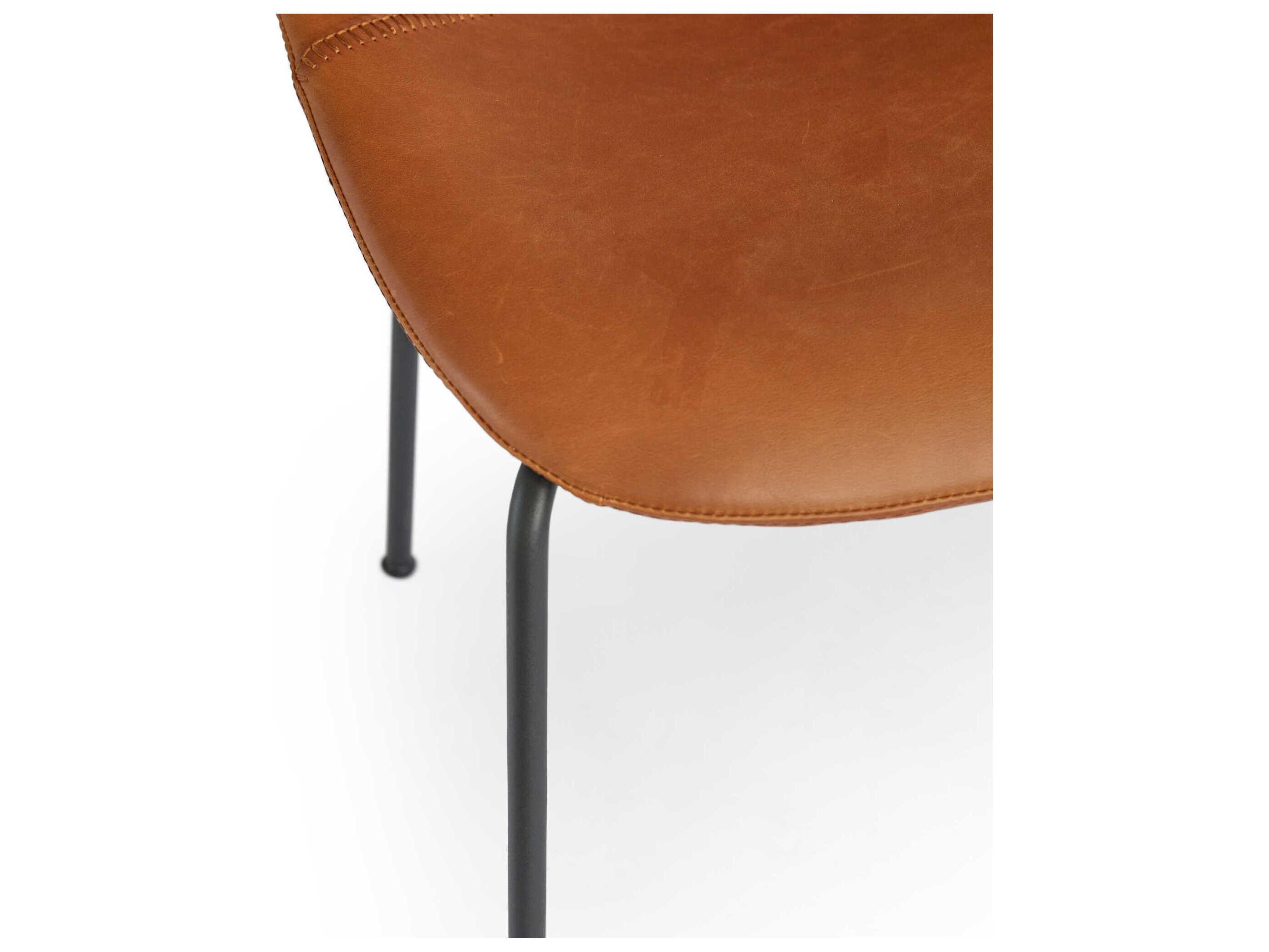 Zentique Lana Brown Leather Armless Dining Chair