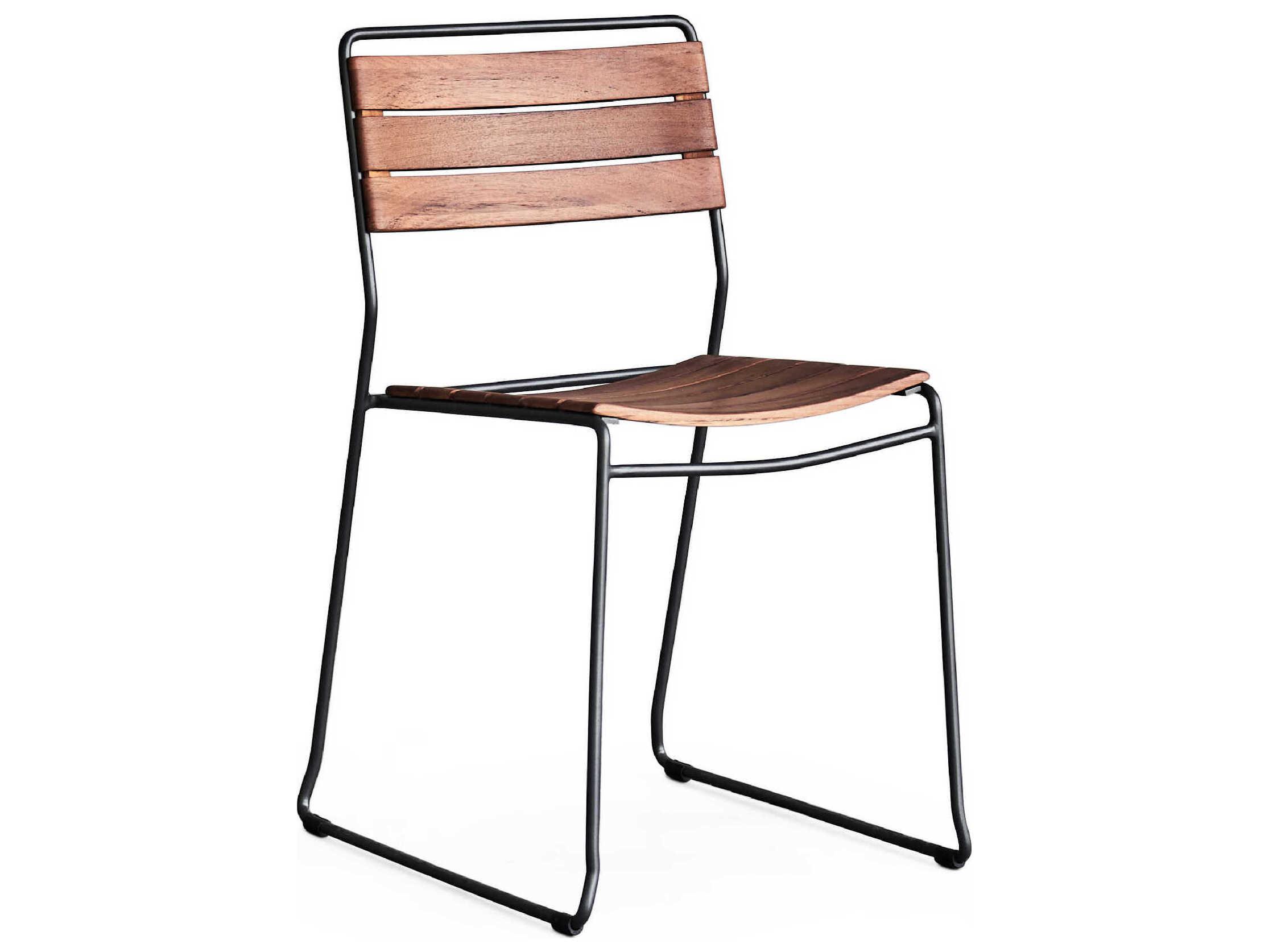 Zentique Maddie Teak Wood Black Armless Dining Chair