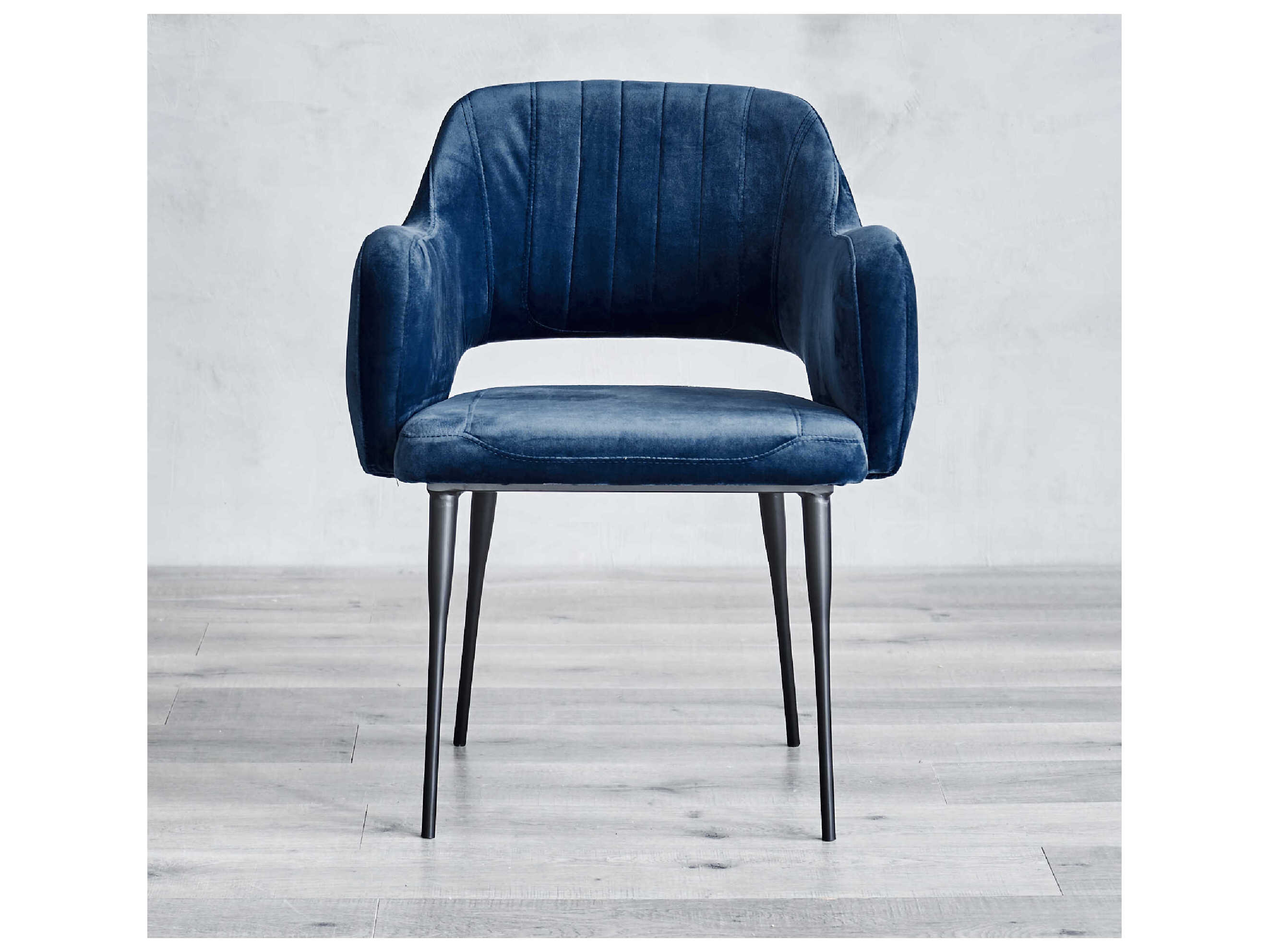 Zentique Margot Blue Velvet Upholstered Arm Dining Chair