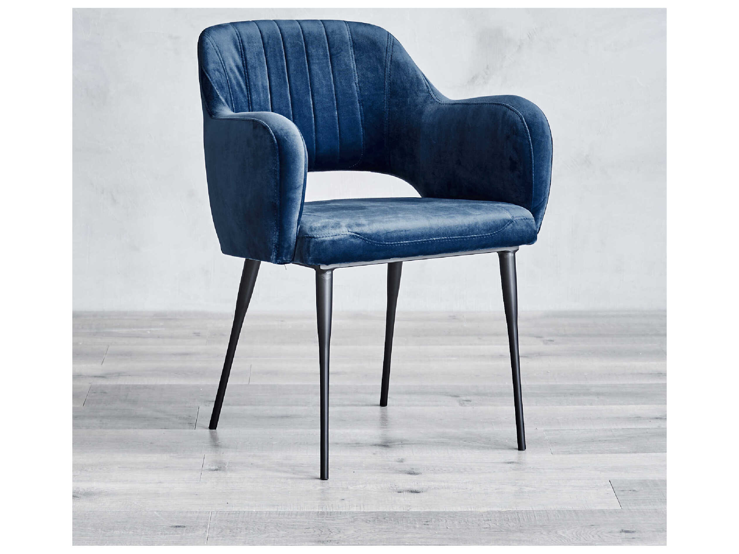 Zentique Margot Blue Velvet Upholstered Arm Dining Chair