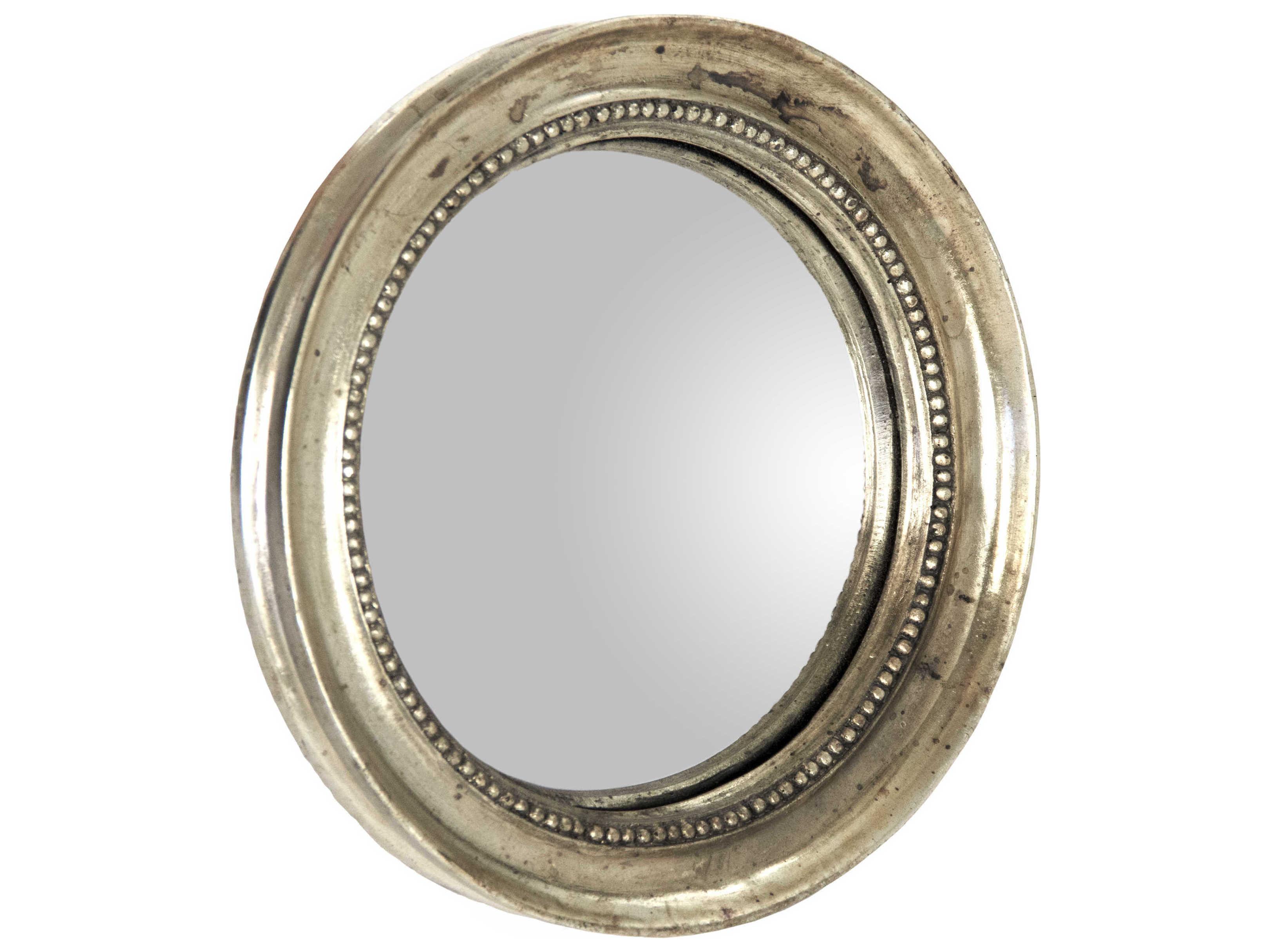 Zentique Angelika Distressed Silver Round Wall Mirror